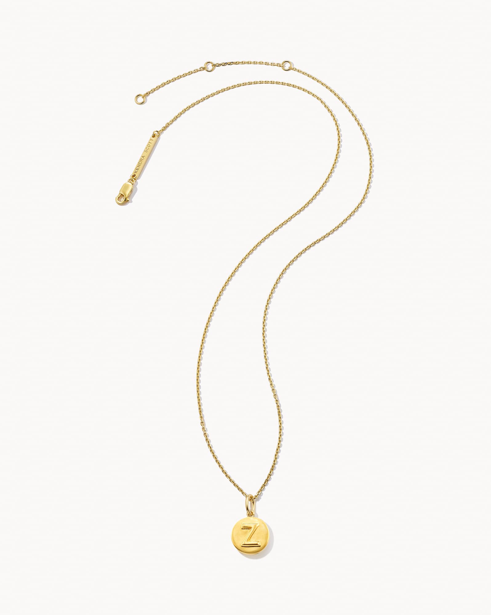 Letter Z Coin Pendant Necklace in 18k Gold Vermeil