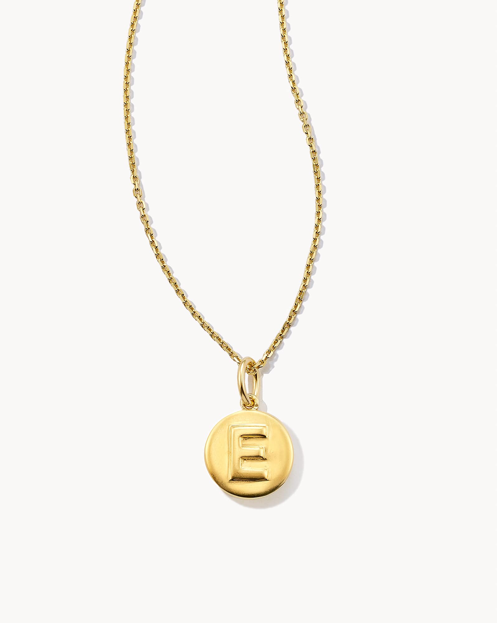 Letter E Coin Pendant Necklace in 18k Gold Vermeil