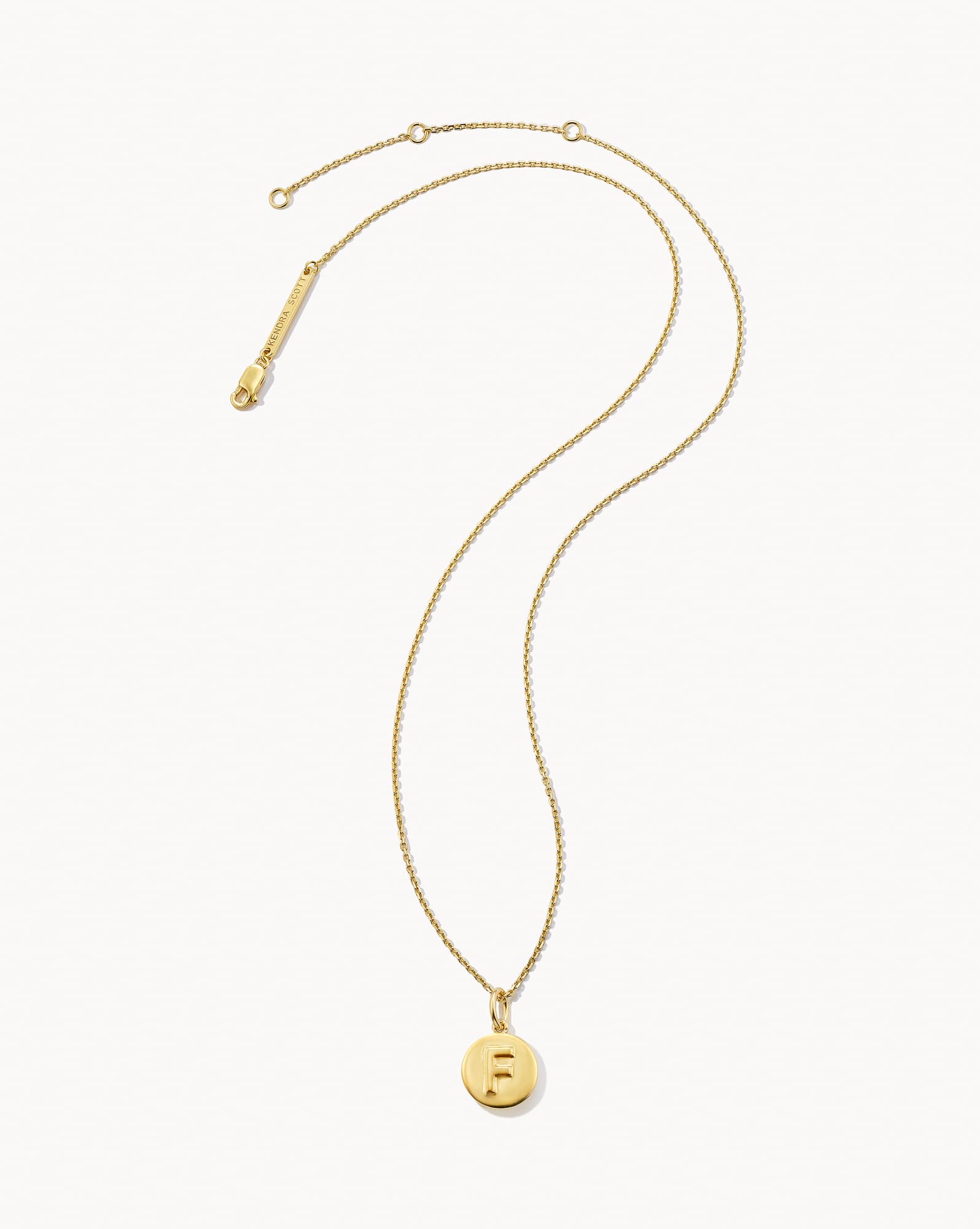 Letter F Coin Pendant Necklace in 18k Gold Vermeil