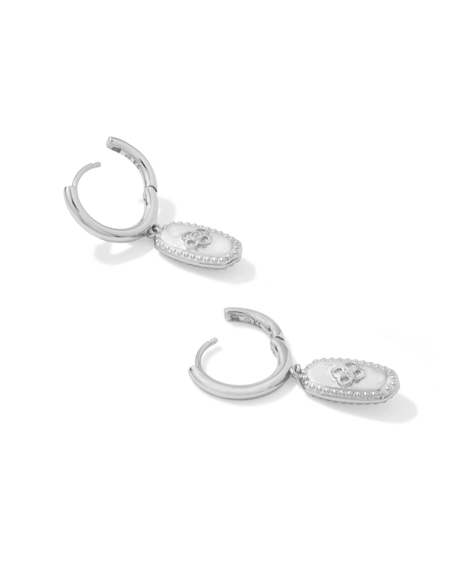 Rue Silver Huggie Earrings in White CZ