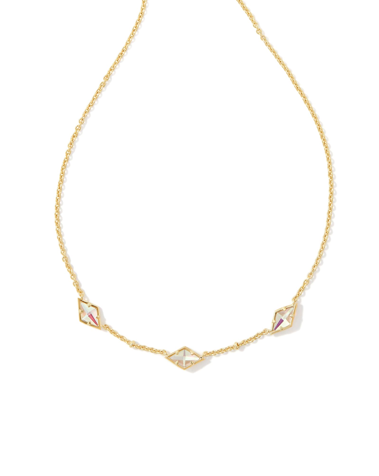 Greta Gold Strand Necklace in Blush Dichroic Glass