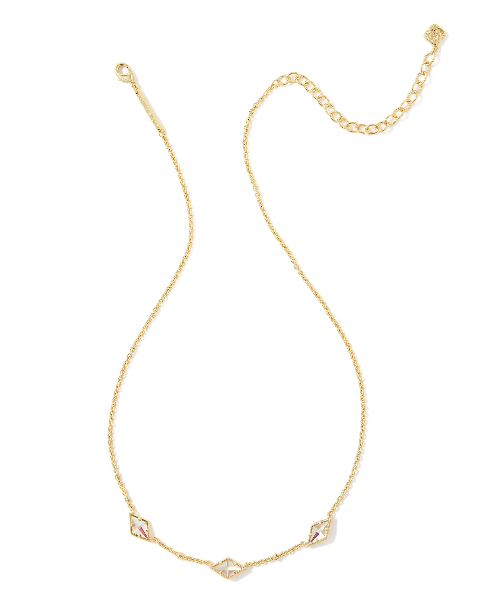 Greta Gold Strand Necklace in Blush Dichroic Glass