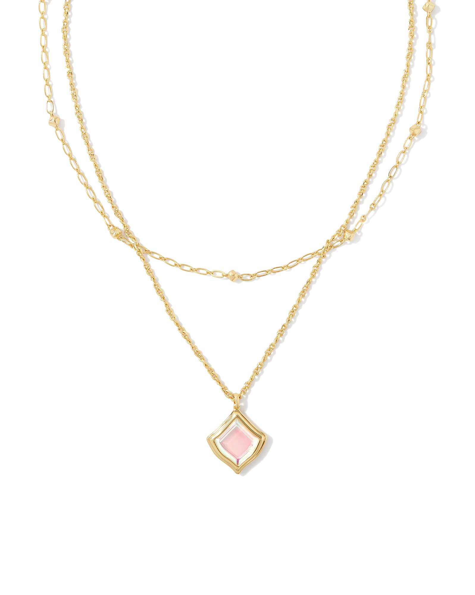 Kacey Gold Multi Strand Necklace in Dichroic Glass