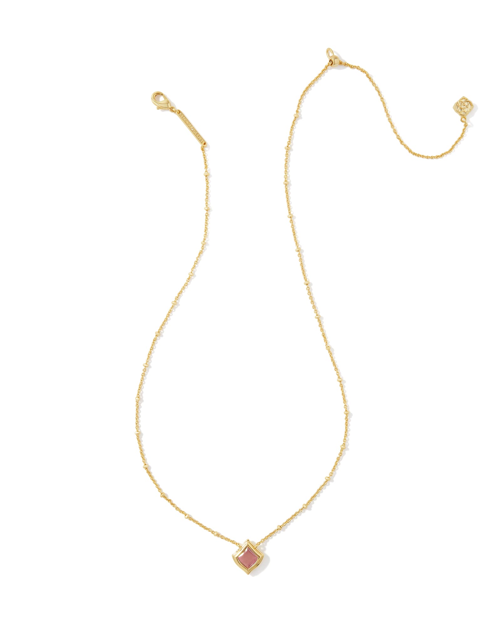 Kacey Gold Short Pendant Necklace in Pink Cat's Eye