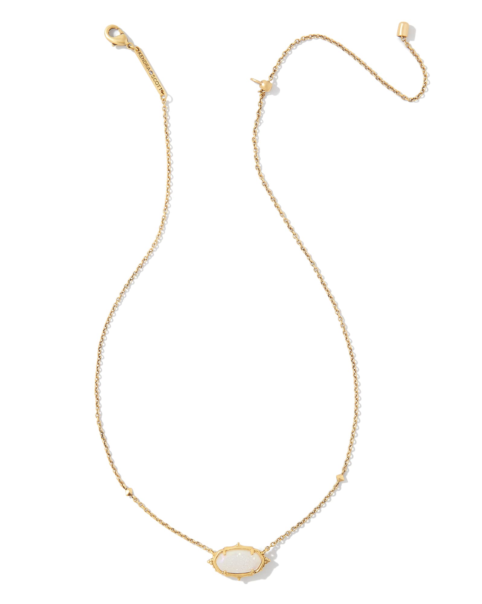 Baroque Elisa Vintage Gold Pendant Necklace in Iridescent Drusy