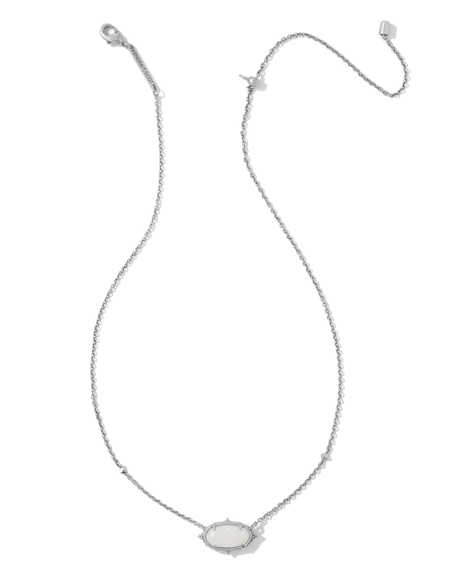 Baroque Elisa Vintage Silver Pendant Necklace in Iridescent Drusy