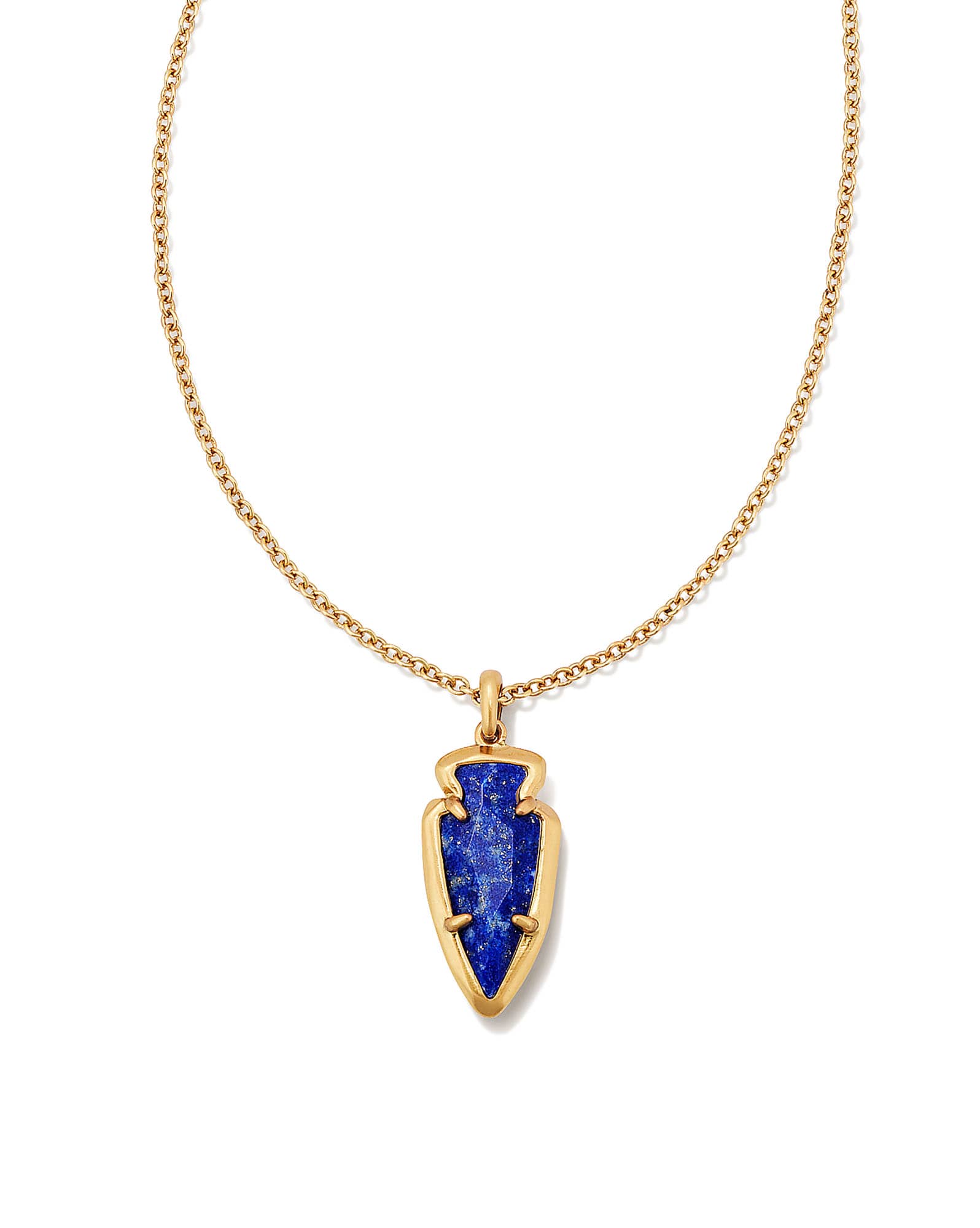 Skylar Vintage Gold Short Pendant Necklace in Blue Lapis