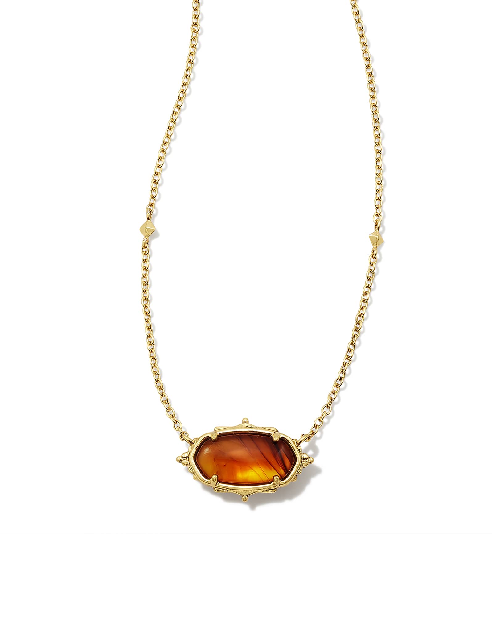 Baroque Vintage Gold Elisa Pendant Necklace in Marbled Amber Illusion