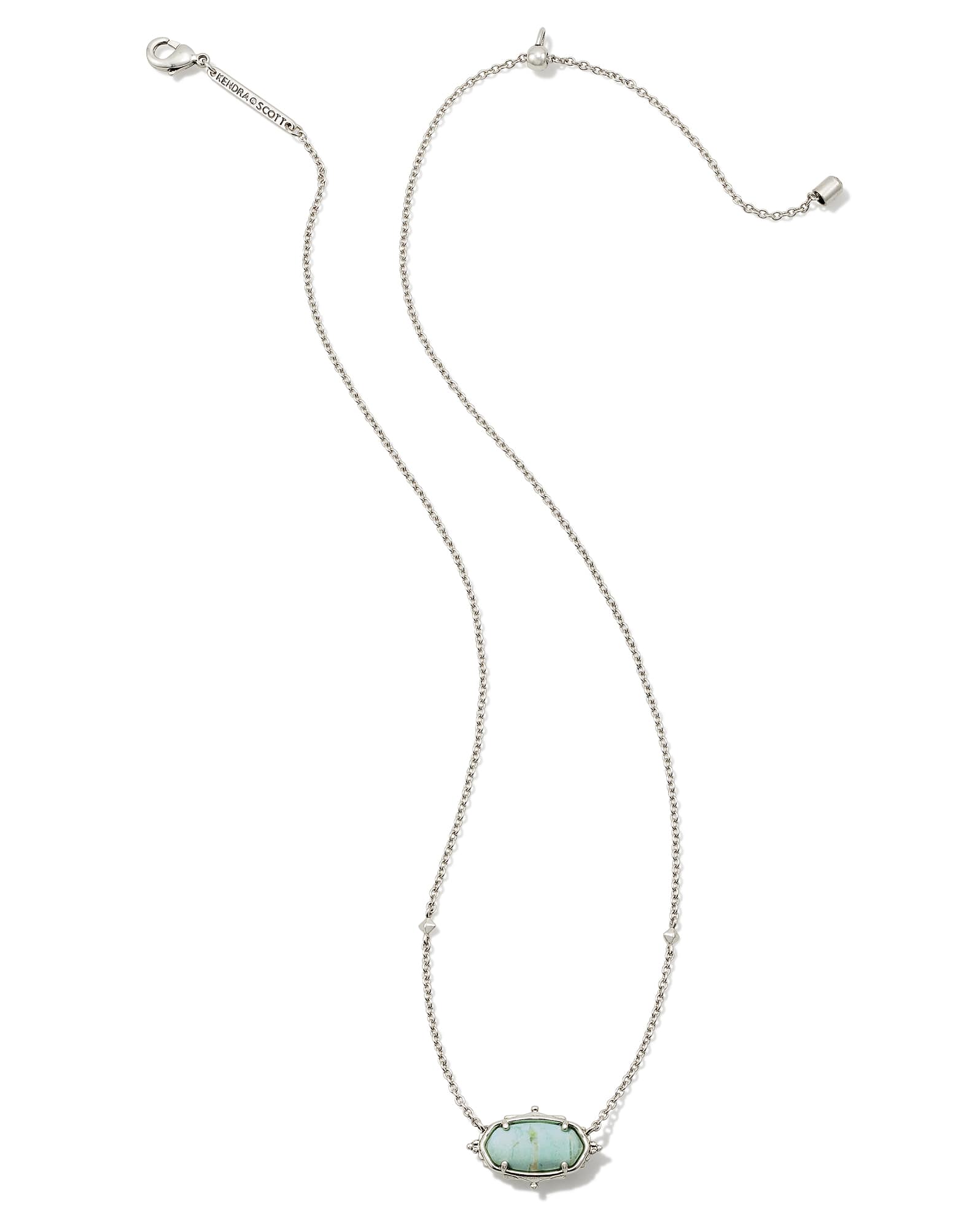 Baroque Vintage Silver Elisa Pendant Necklace in Sea Green Chrysocolla