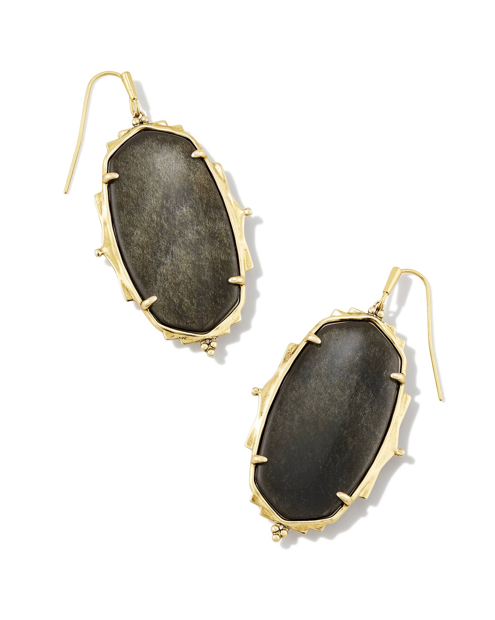 Baroque Vintage Gold Ella Drop Earrings in Golden Obsidian