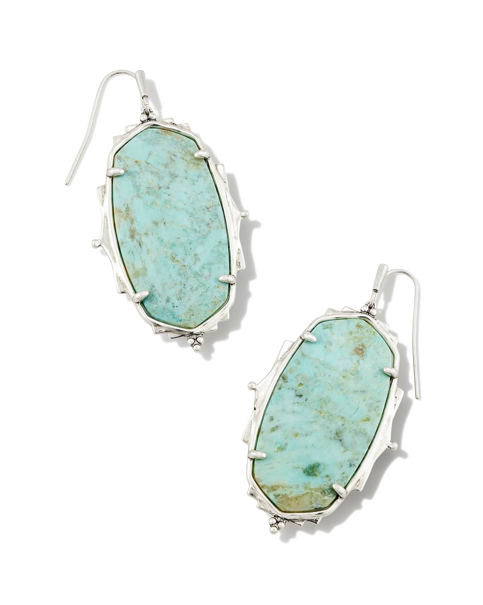 Baroque Vintage Silver Ella Drop Earrings in Sea Green Chrysocolla