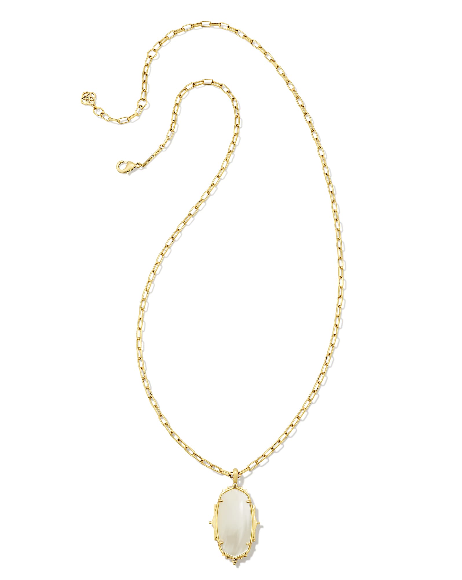Baroque Vintage Gold Ella Long Pendant Necklace in Natural Mother-of-Pearl