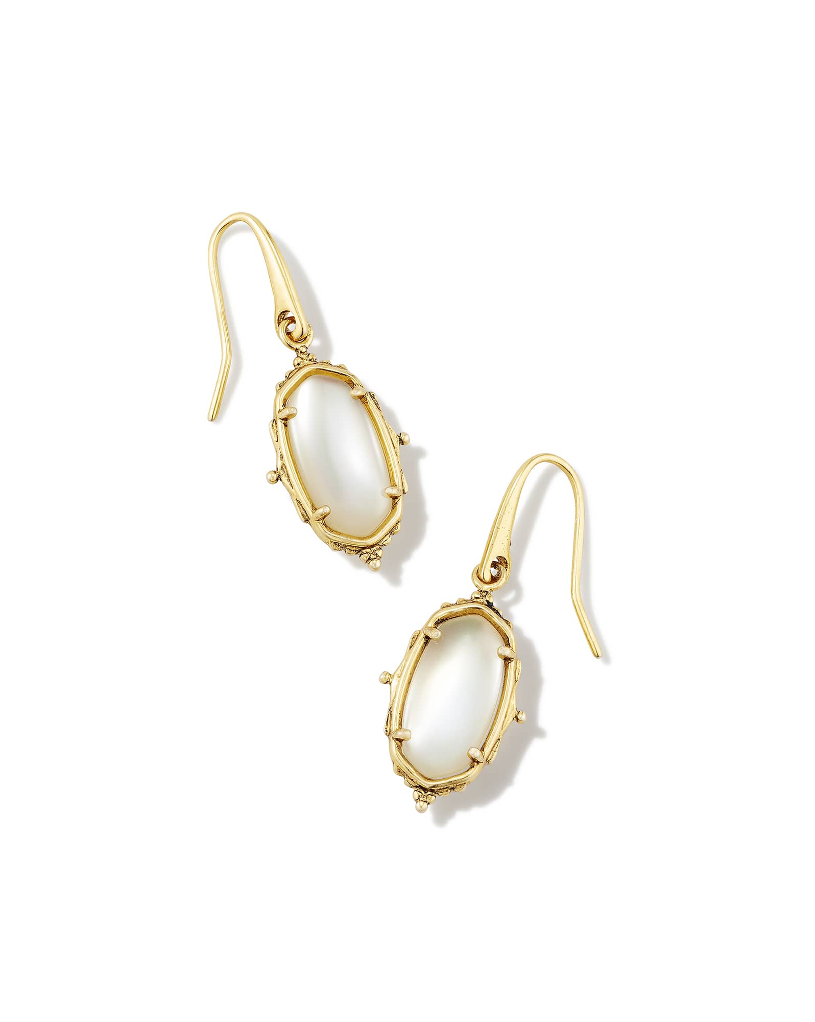 Baroque Vintage Gold Lee Drop Earrings in Natural Mother-of-Pearl