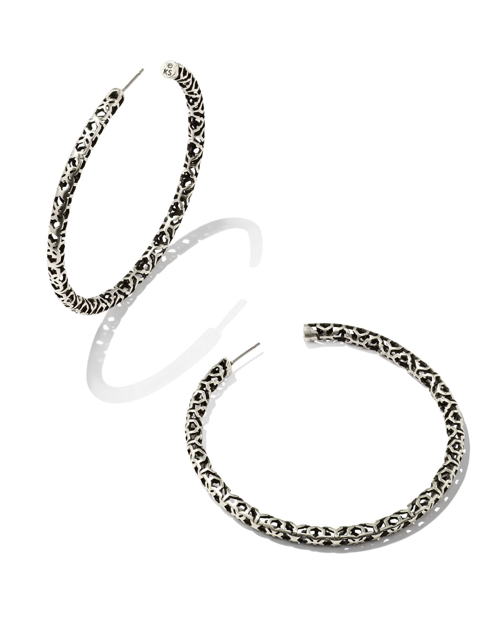 Maggie Hoop Earrings in Vintage Silver