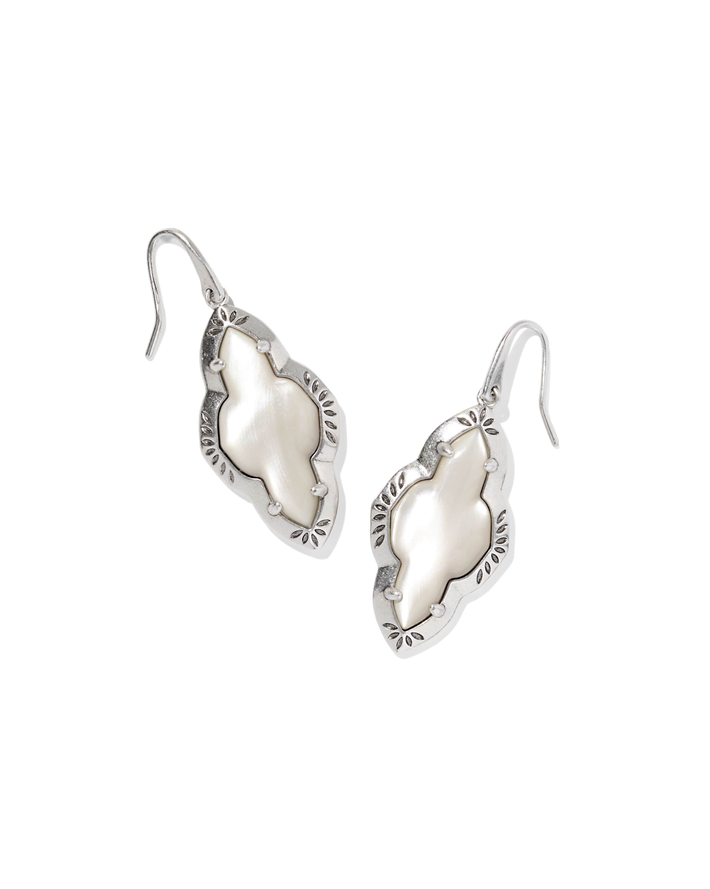 Abbie Vintage Silver Etch Frame Drop Earrings