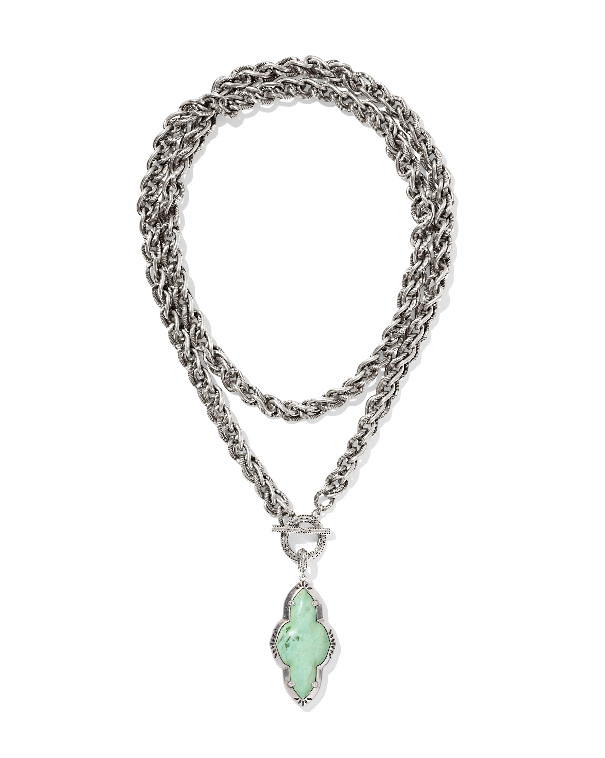 Abbie Etch Frame Large Long Pendant Necklace