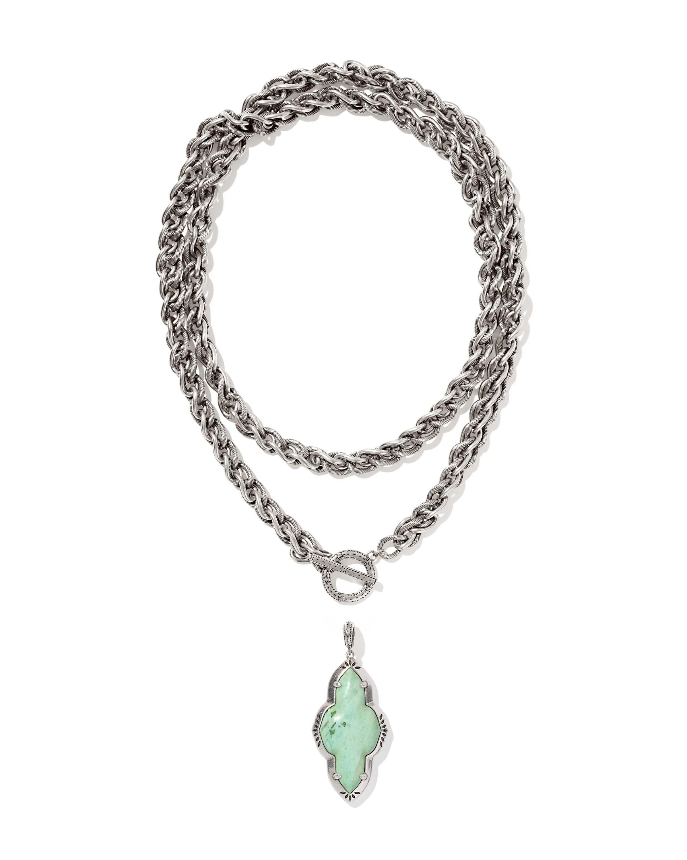 Abbie Etch Frame Large Long Pendant Necklace