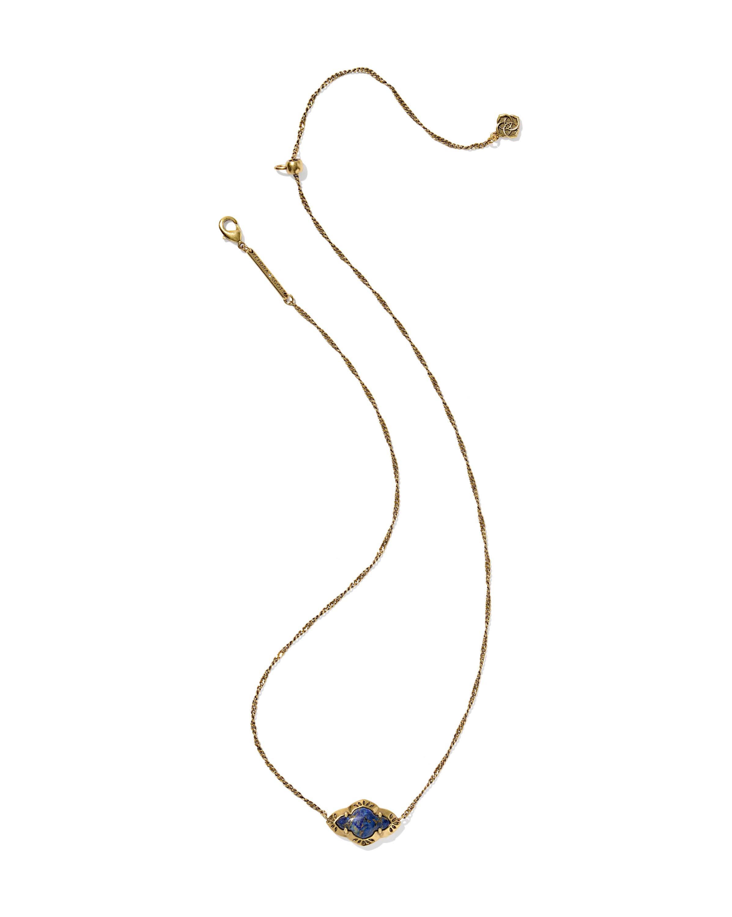 Abbie Vintage Gold Etch Frame Short Pendant Necklace