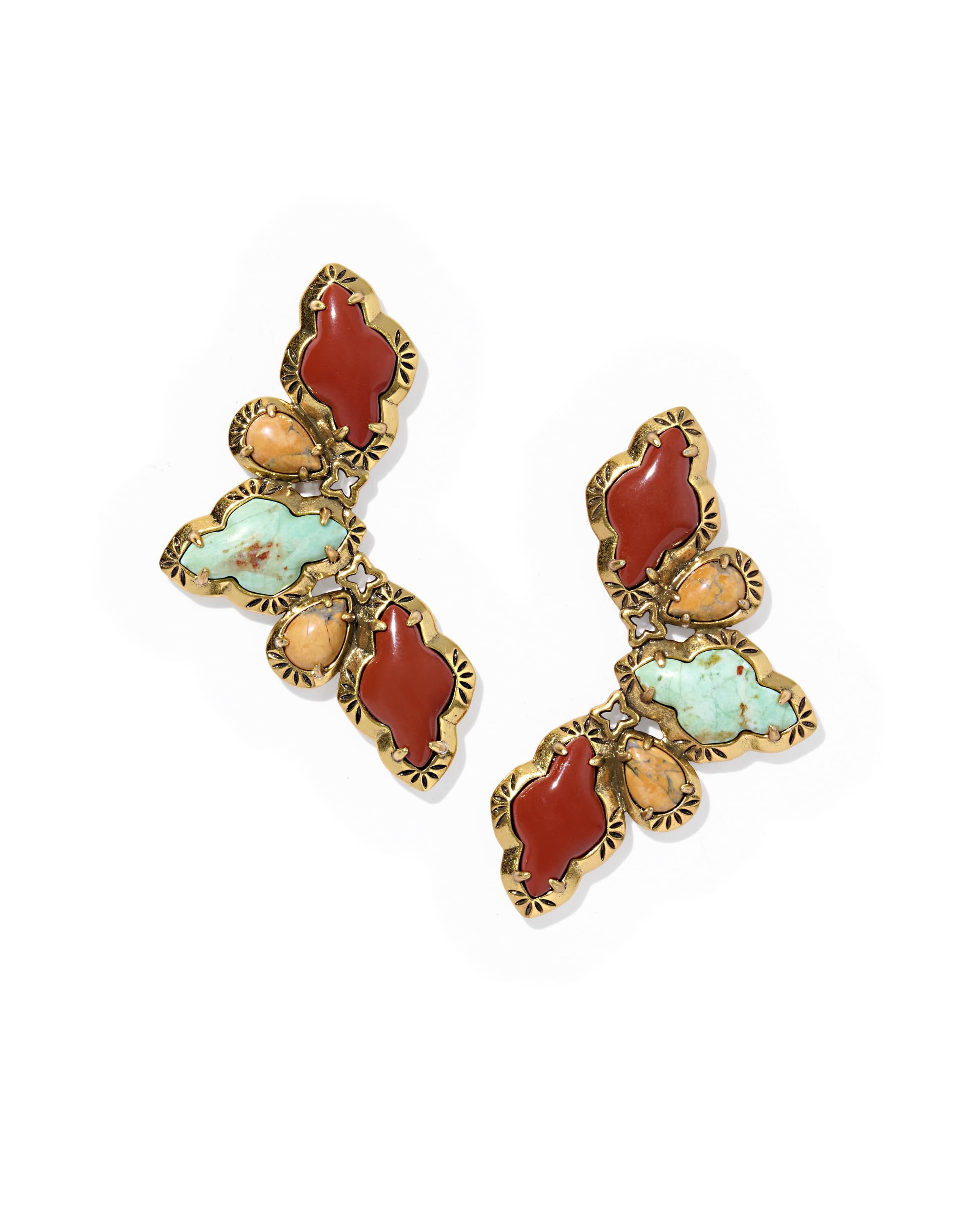 Abbie Vintage Gold Etch Frame Statement Earring