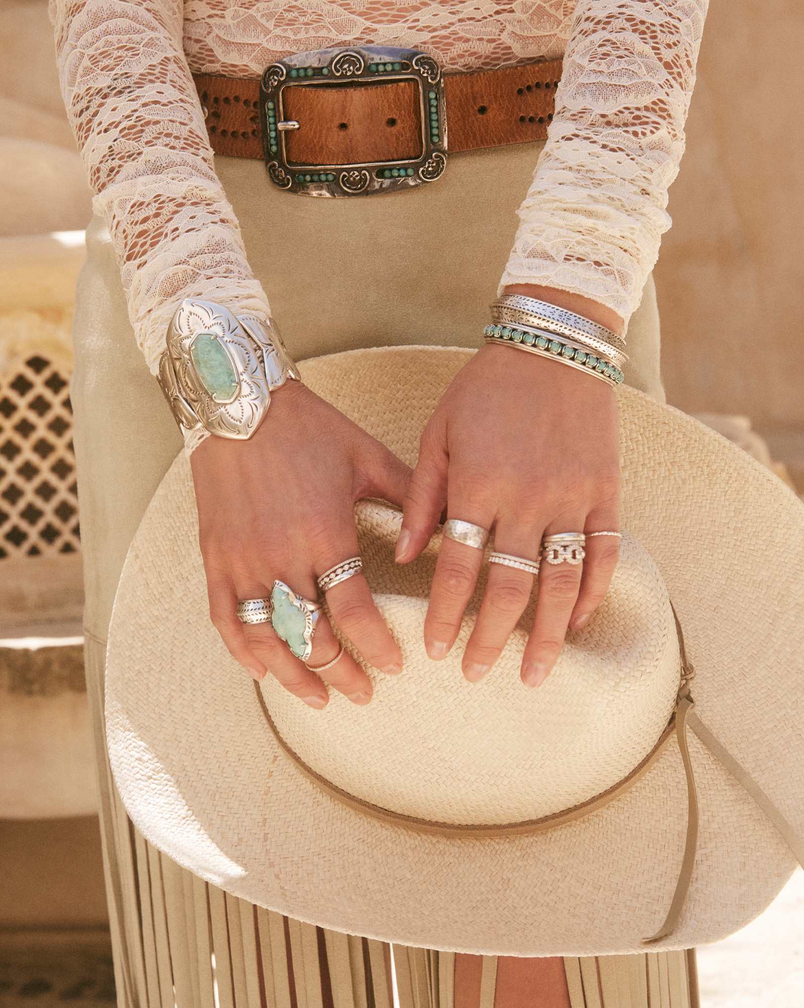 Abbie Vintage Silver Etch Frame Cocktail Ring