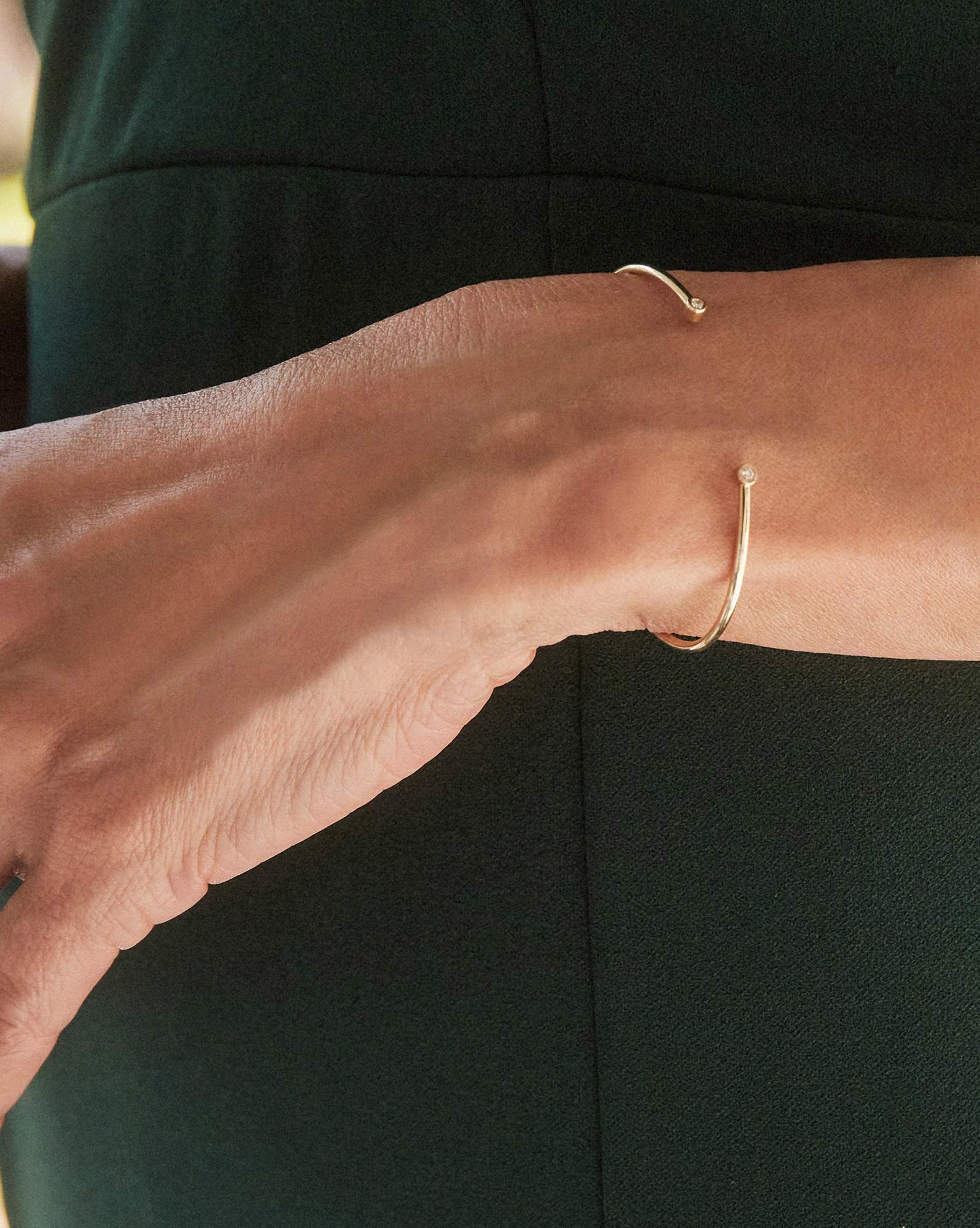 Audrey 14k Yellow Gold Cuff Bracelet in White Diamond