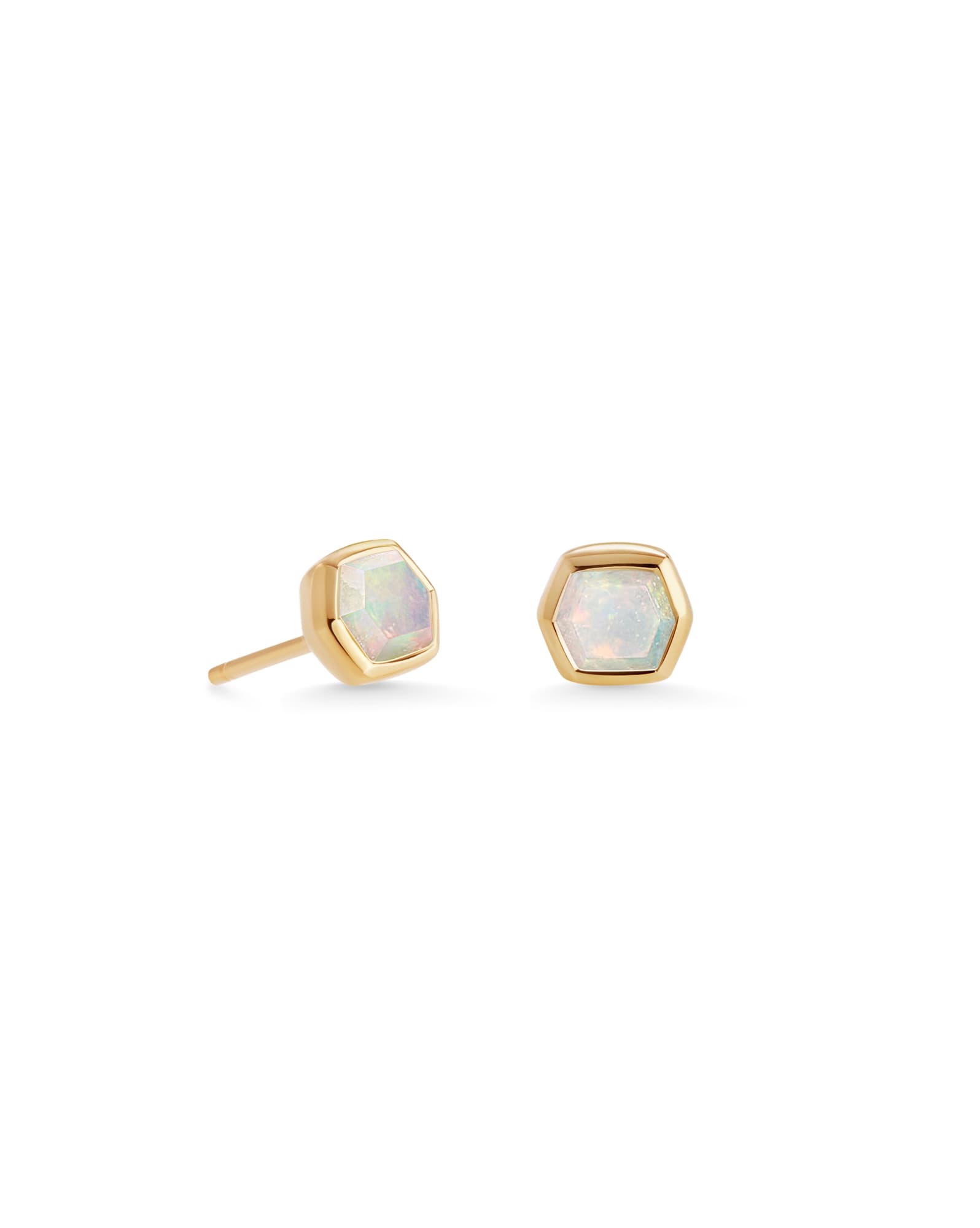 Davie 18k Gold Vermeil Stud Earrings in White Opal
