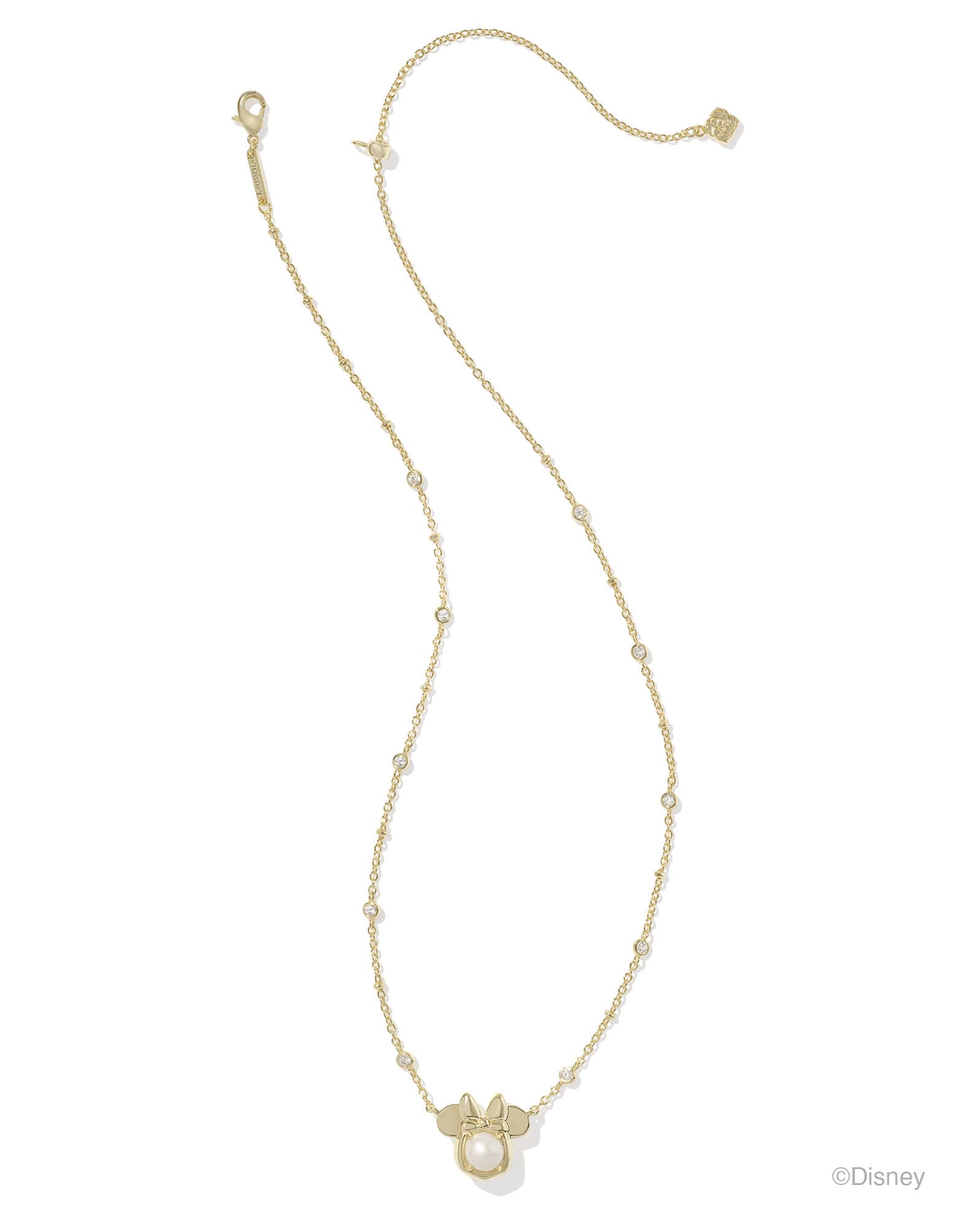 Disney | Kendra Scott Gold Minnie Mouse Short Pendant Necklace in Freshwater Cultured Pearl