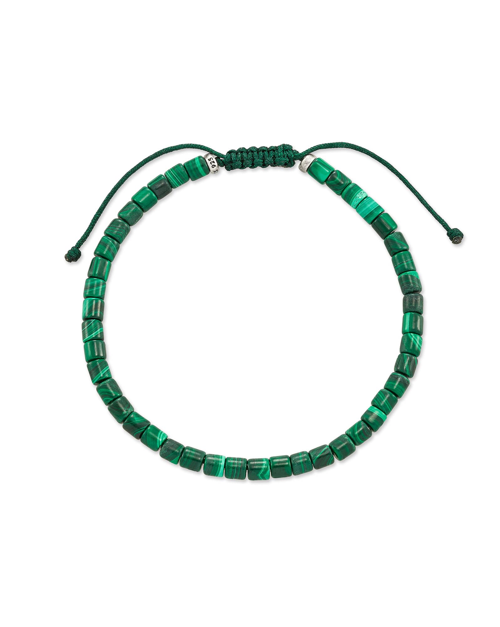 Grey Oxidized Sterling Silver Beaded Bracelet in Green Malachite