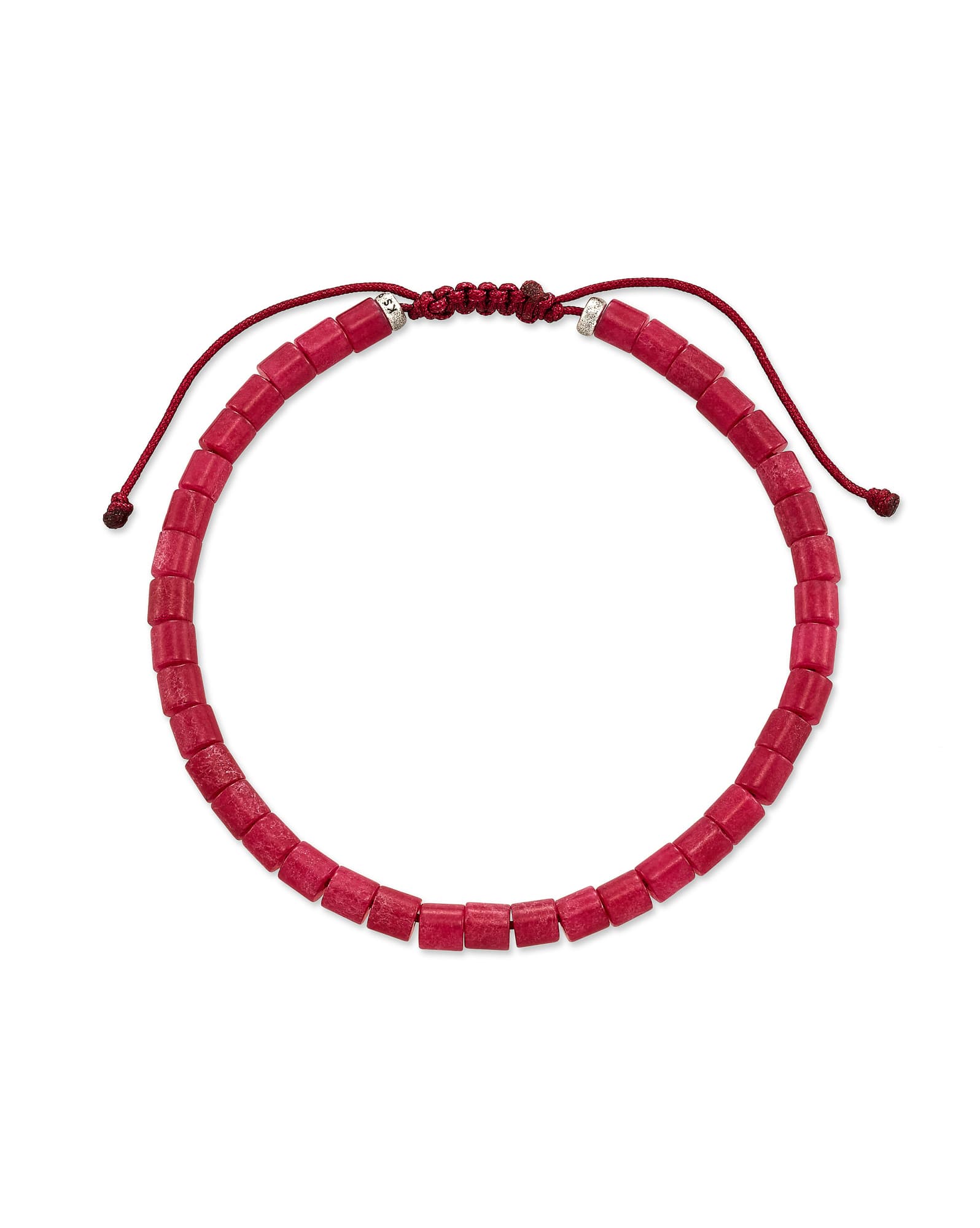 Grey Oxidized Sterling Silver Beaded Bracelet in Maroon Jade