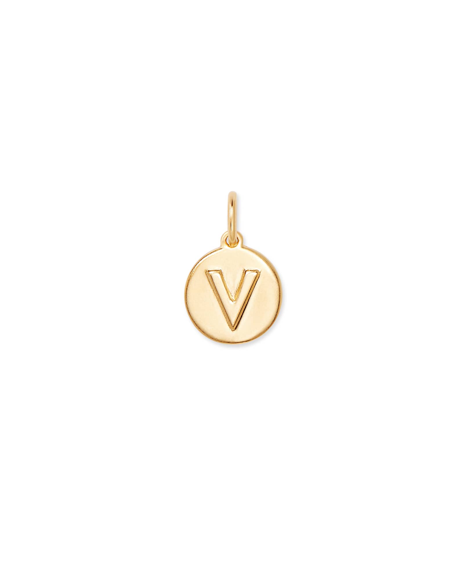 Letter V Coin Charm in 18k Gold Vermeil