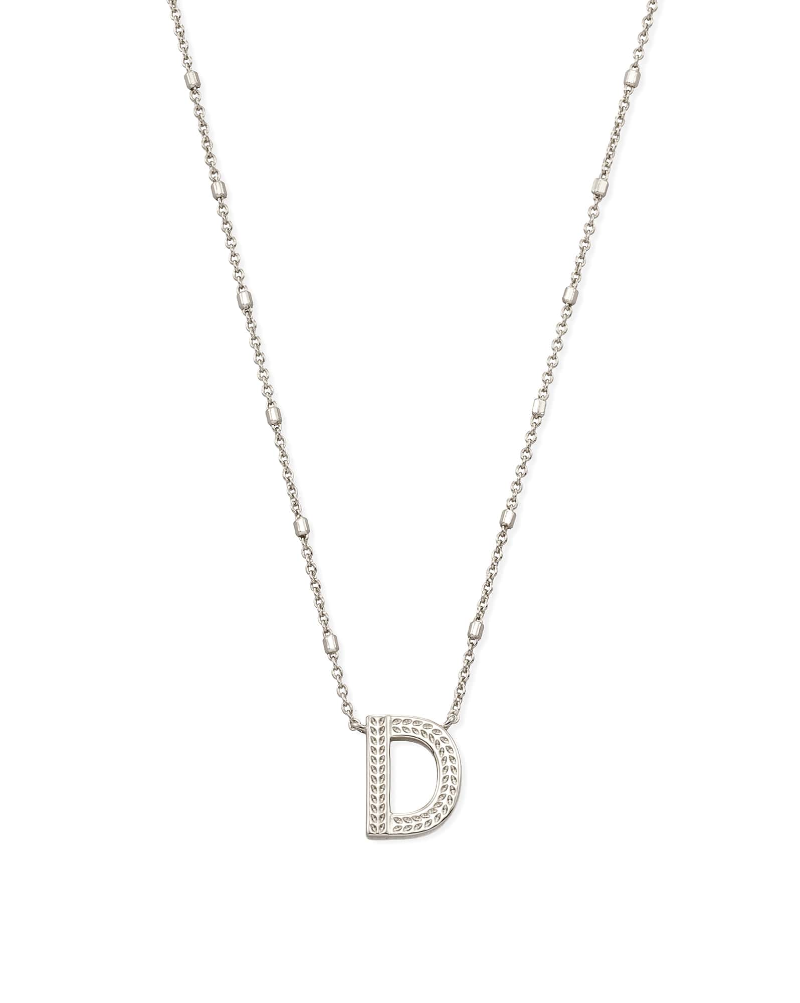 Letter D Pendant Necklace in Silver
