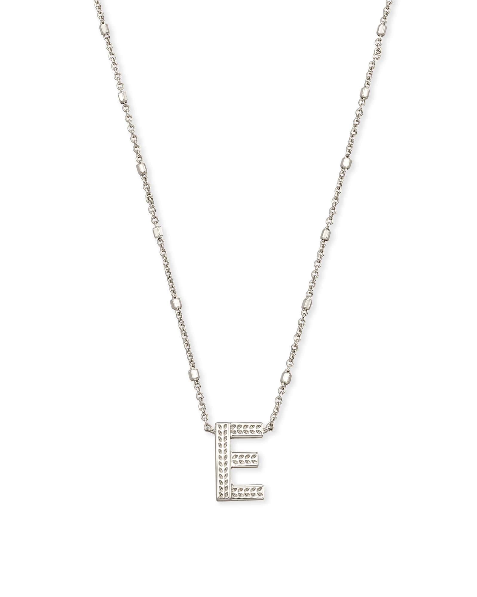 Letter E Pendant Necklace in Silver