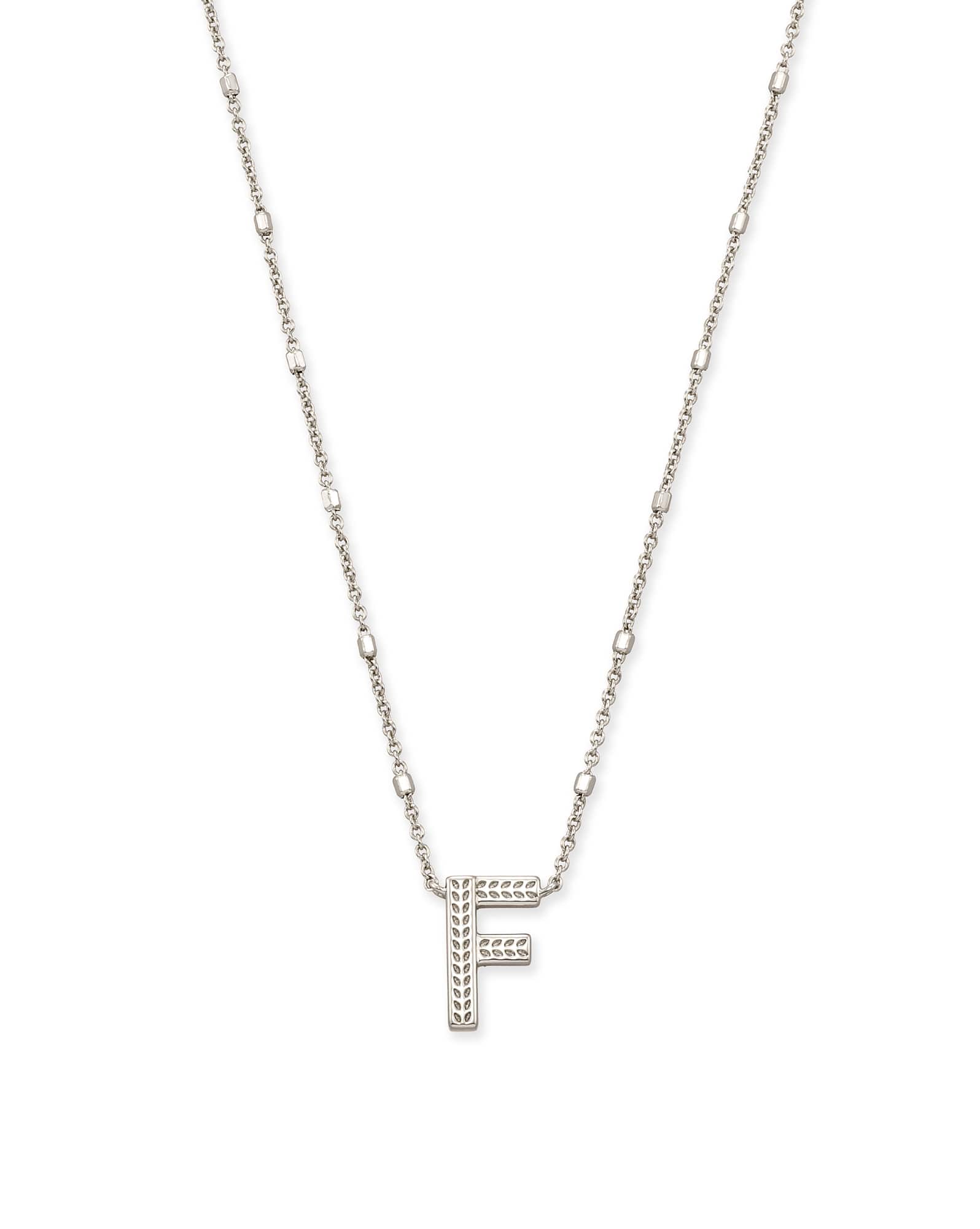 Letter F Pendant Necklace in Silver