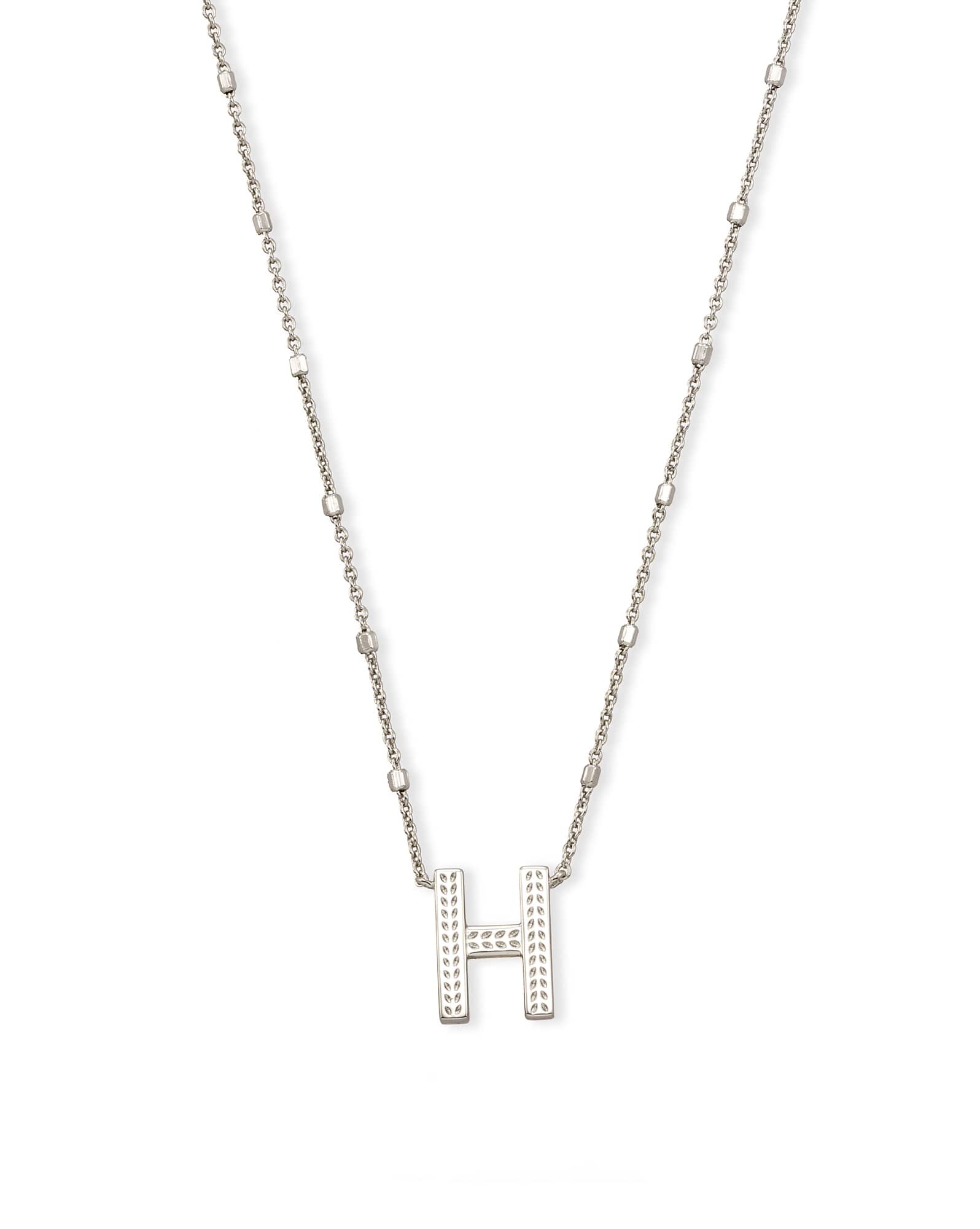 Letter H Pendant Necklace in Silver
