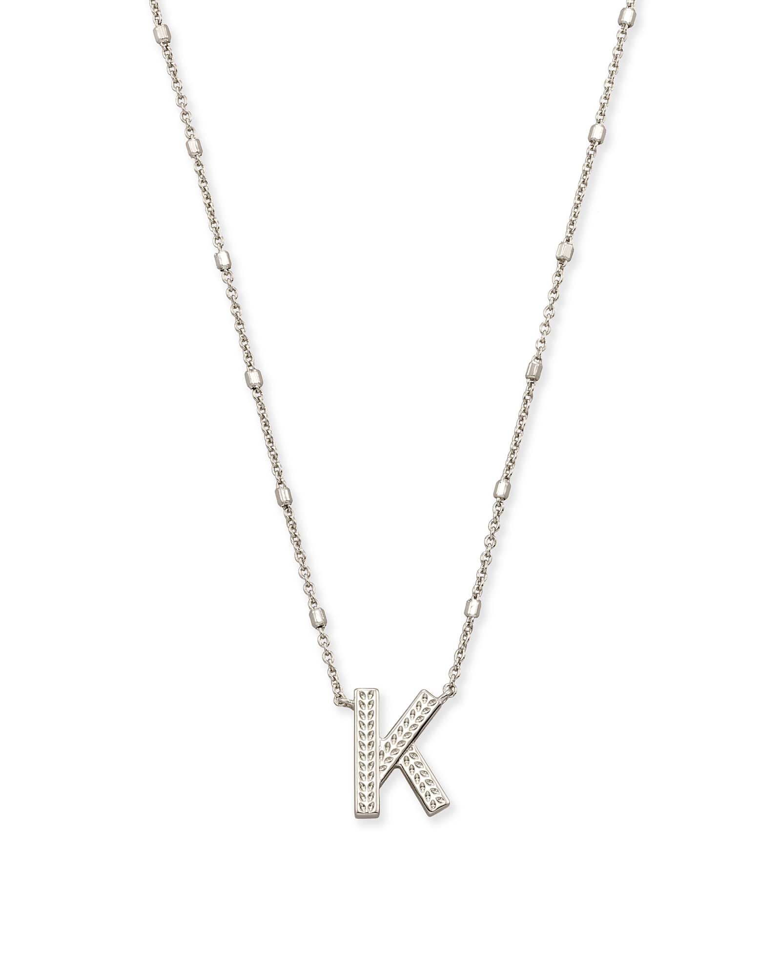 Letter K Pendant Necklace in Silver