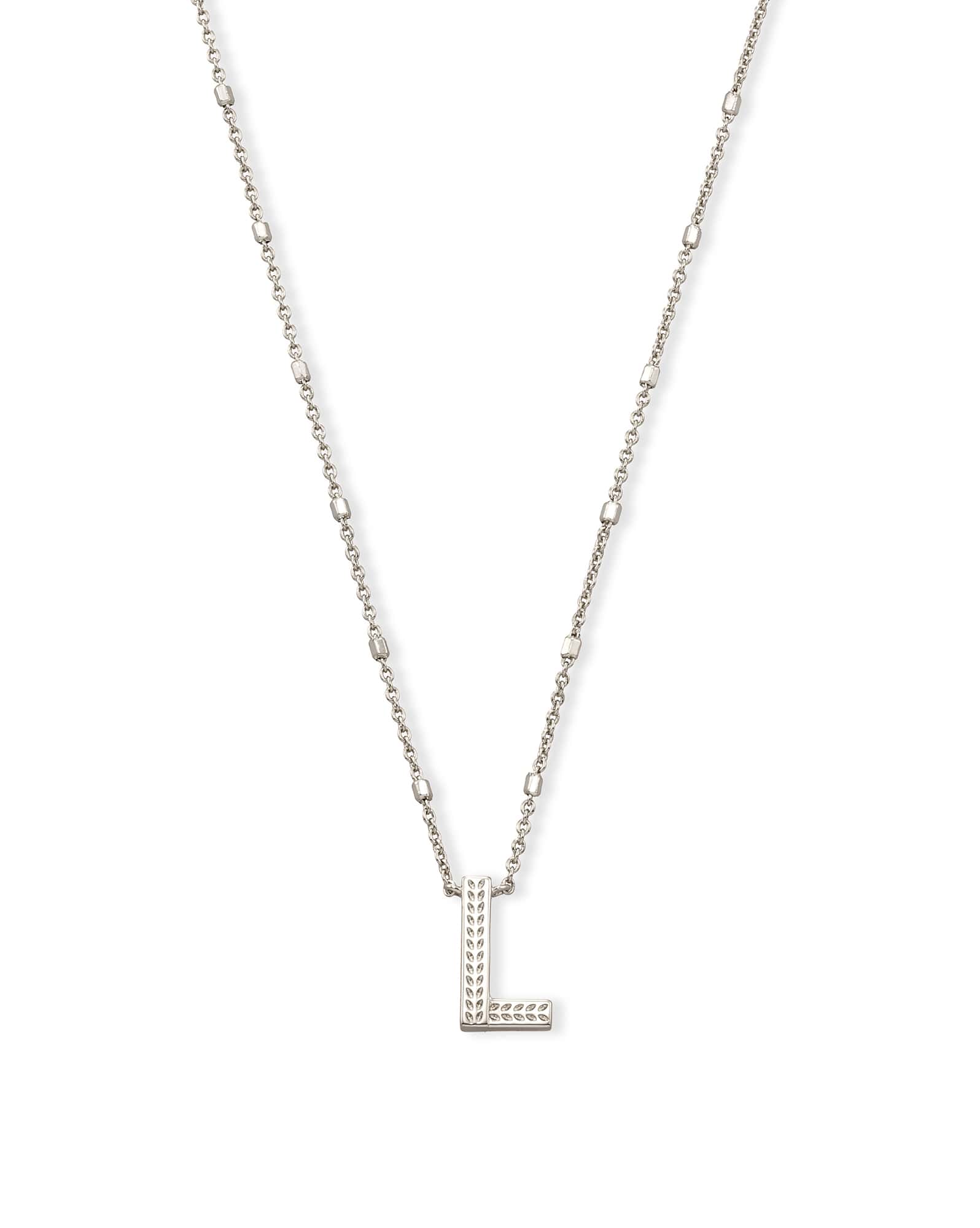 Letter L Pendant Necklace in Silver
