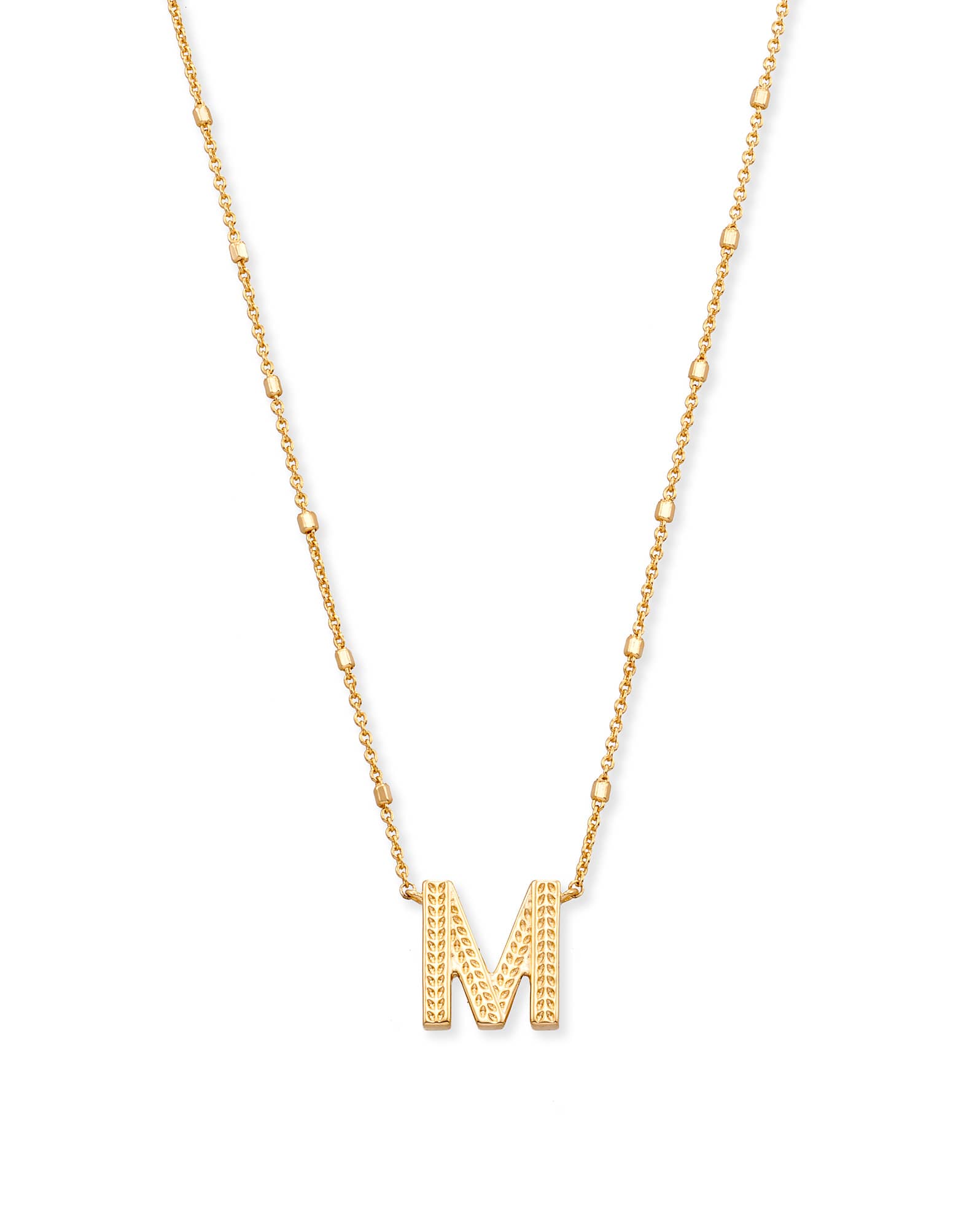 Letter M Pendant Necklace in Gold