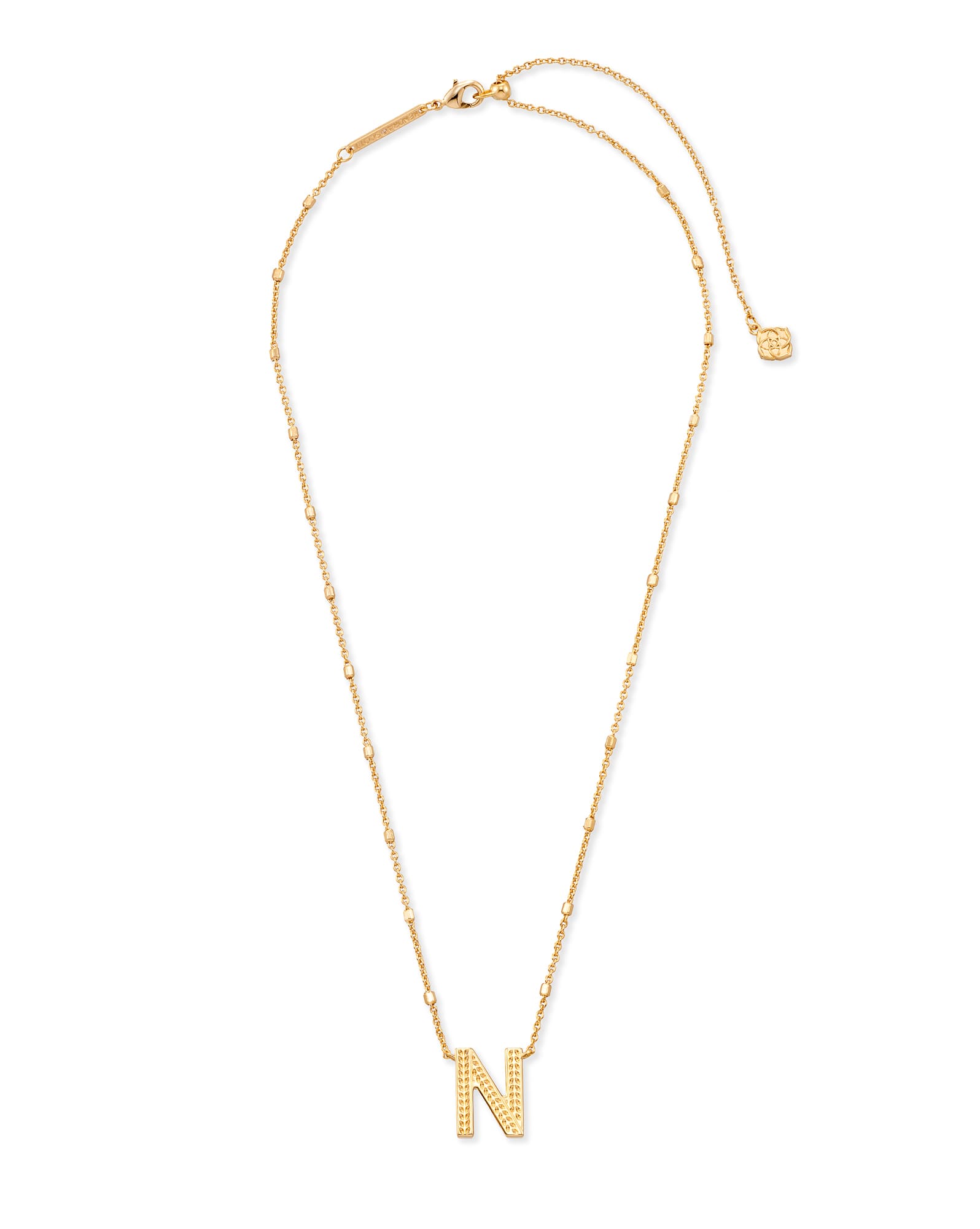 Letter N Pendant Necklace in Gold