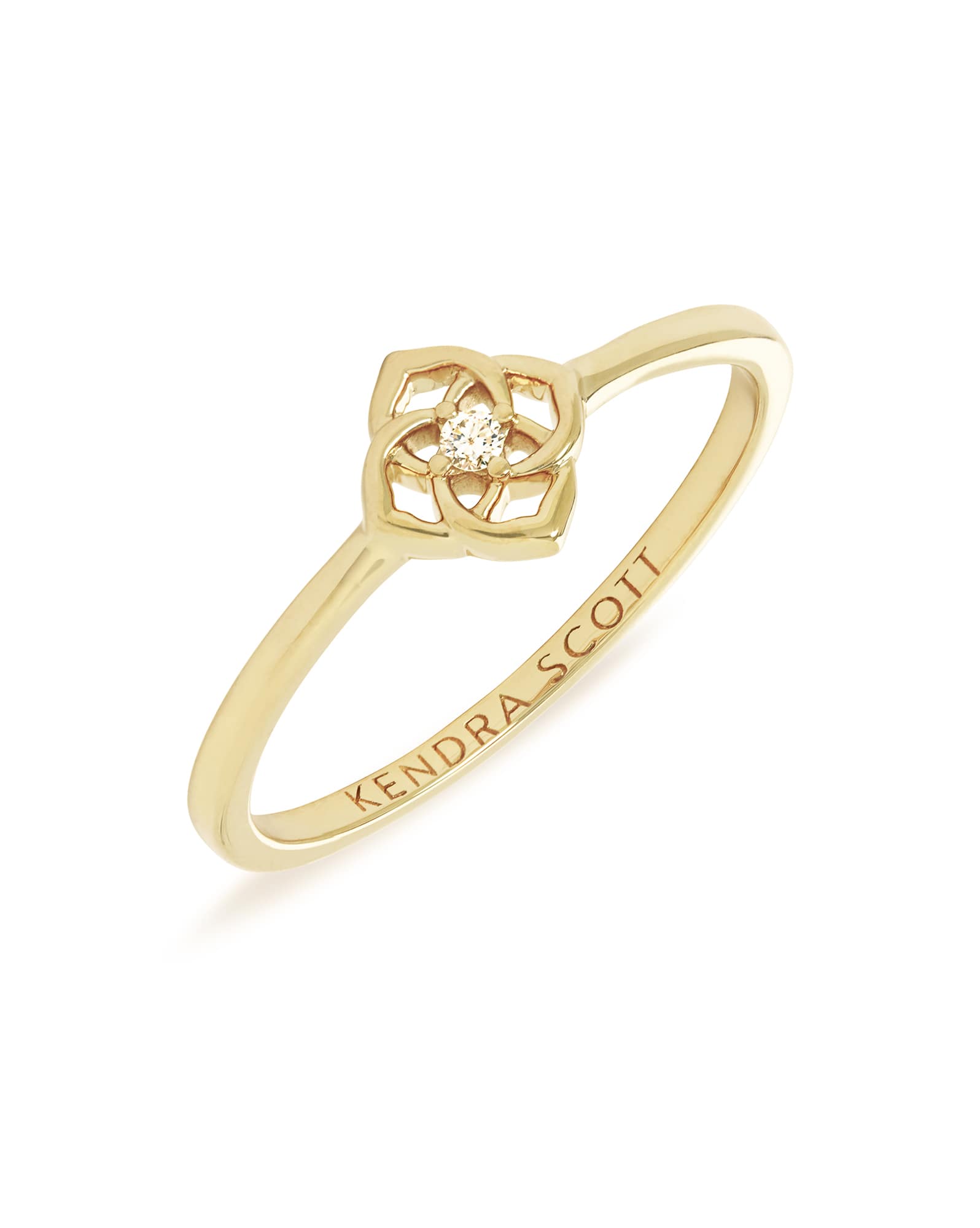 Fleur 14k Yellow Gold Band Ring in White Diamond