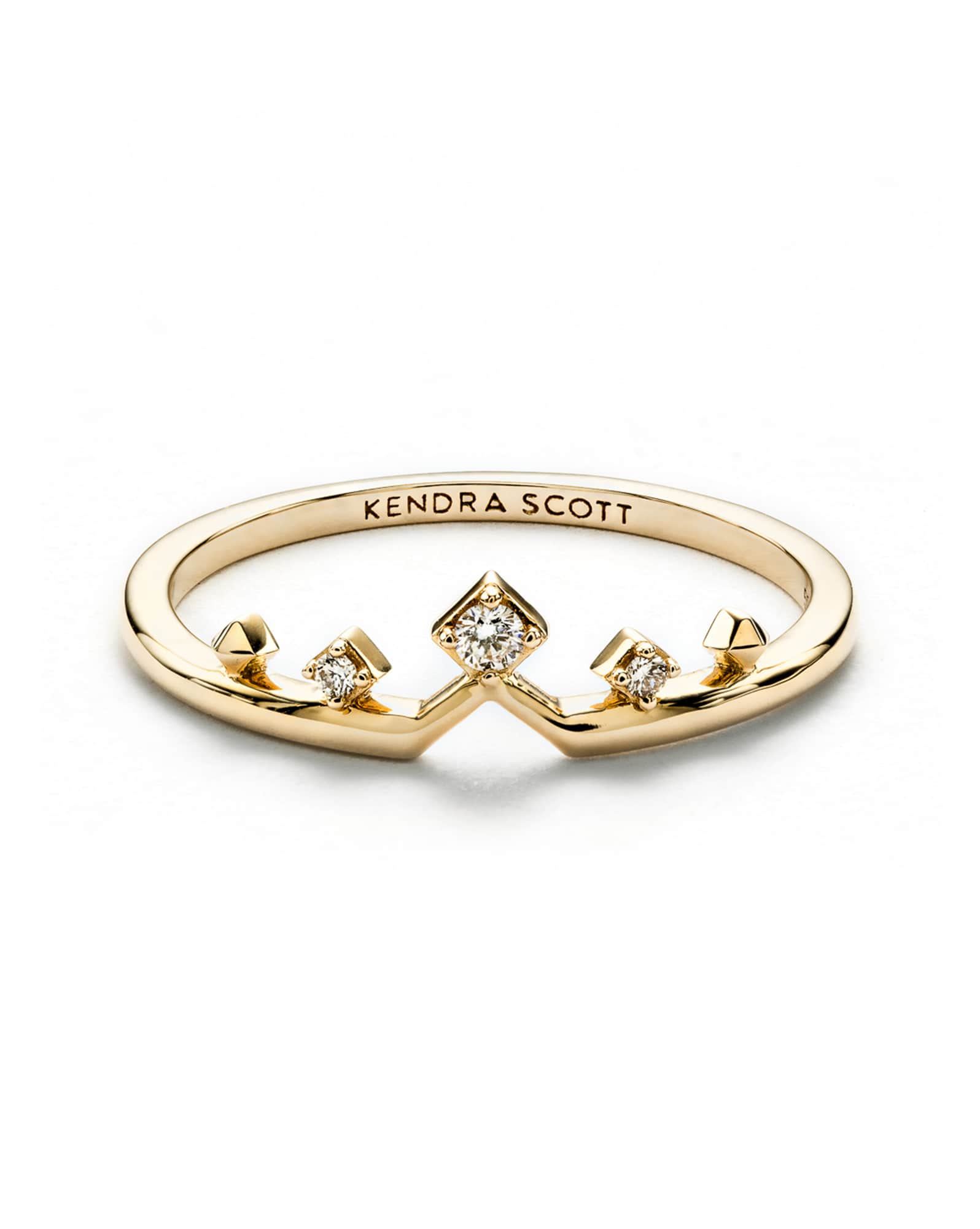 Michelle 14k Yellow Gold Band Ring in White Diamond 