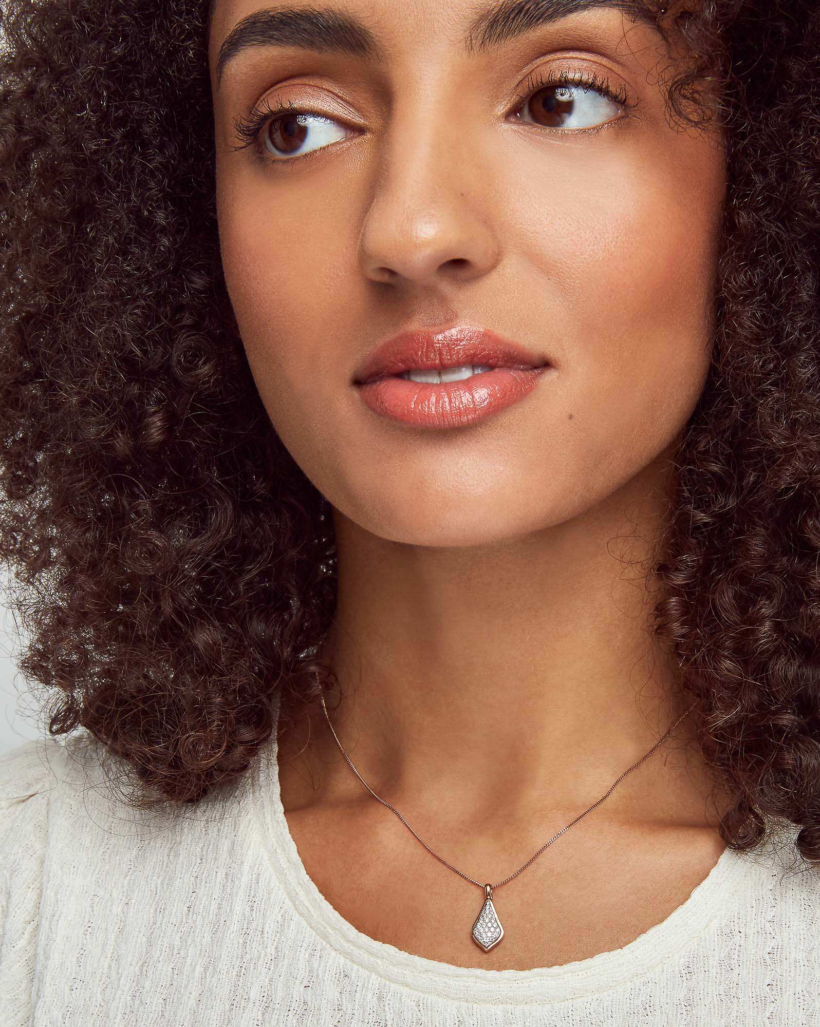 LELA NECKLACE 14K RSG WHITE DIAMOND