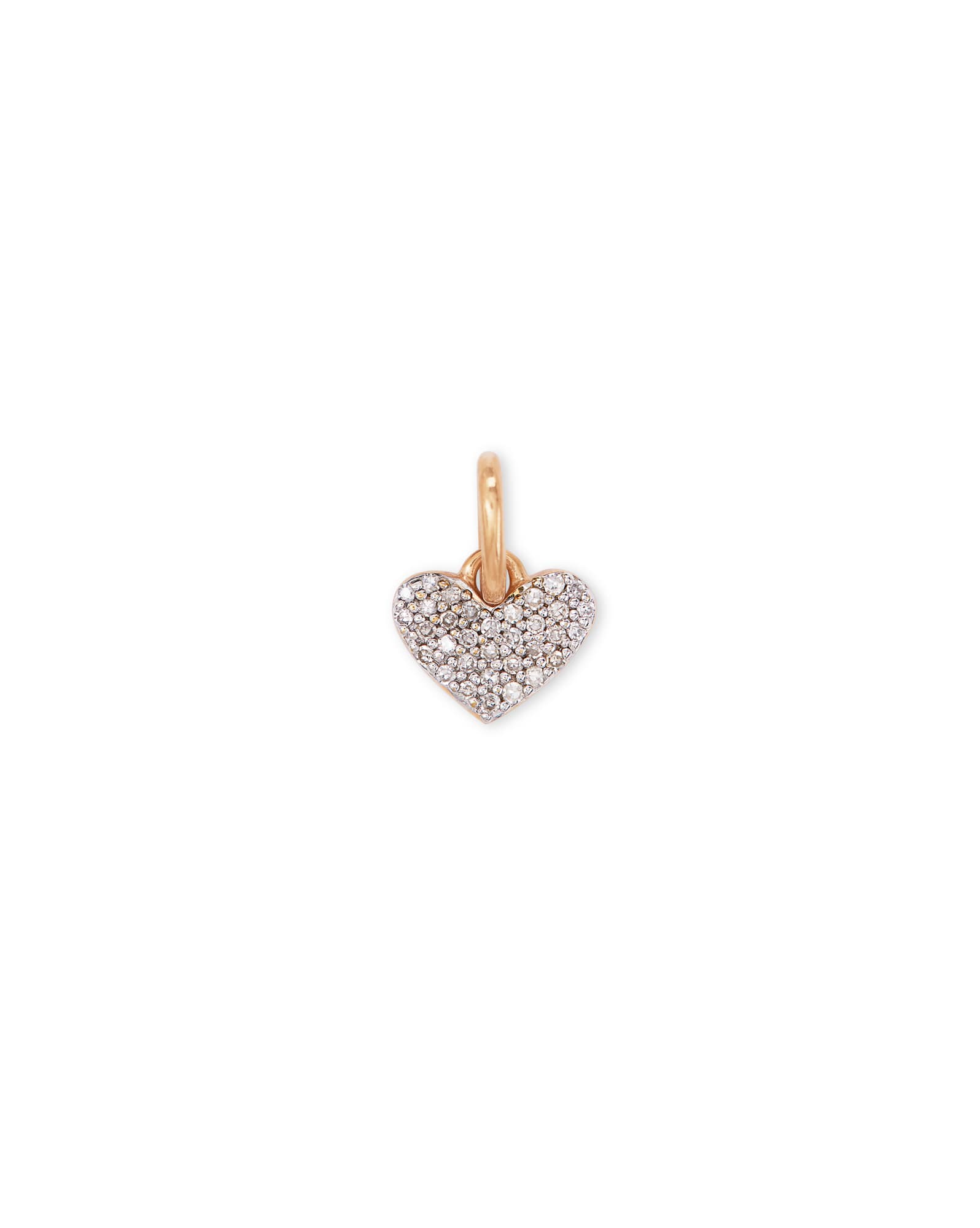 Ari 18k Rose Gold Vermeil Pave Heart Charm in White Diamond