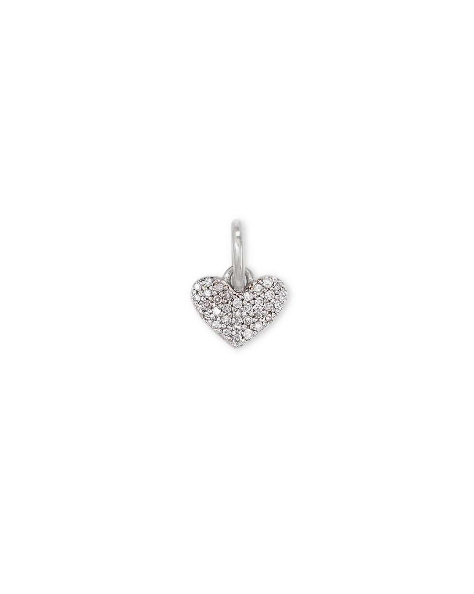 Ari Heart Sterling Silver Pave Charm in White Diamond