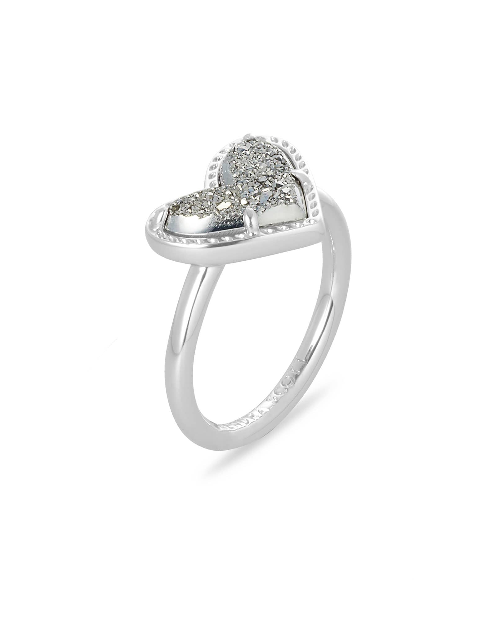 Ari Heart Gold Band Ring in Iridescent Drusy