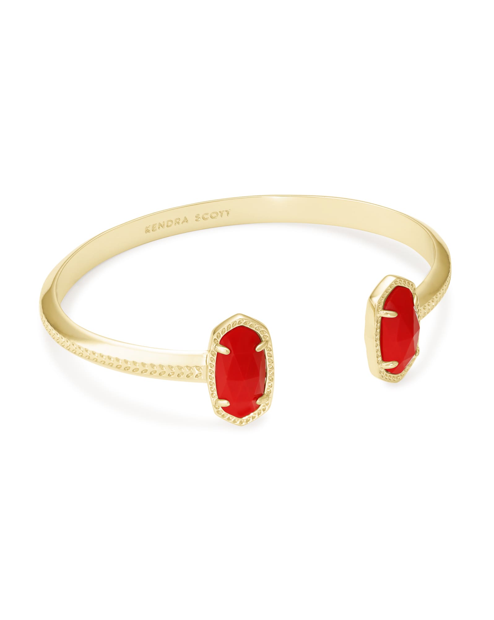 Elton Gold Cuff Bracelet in Bright Red Opaque Glass