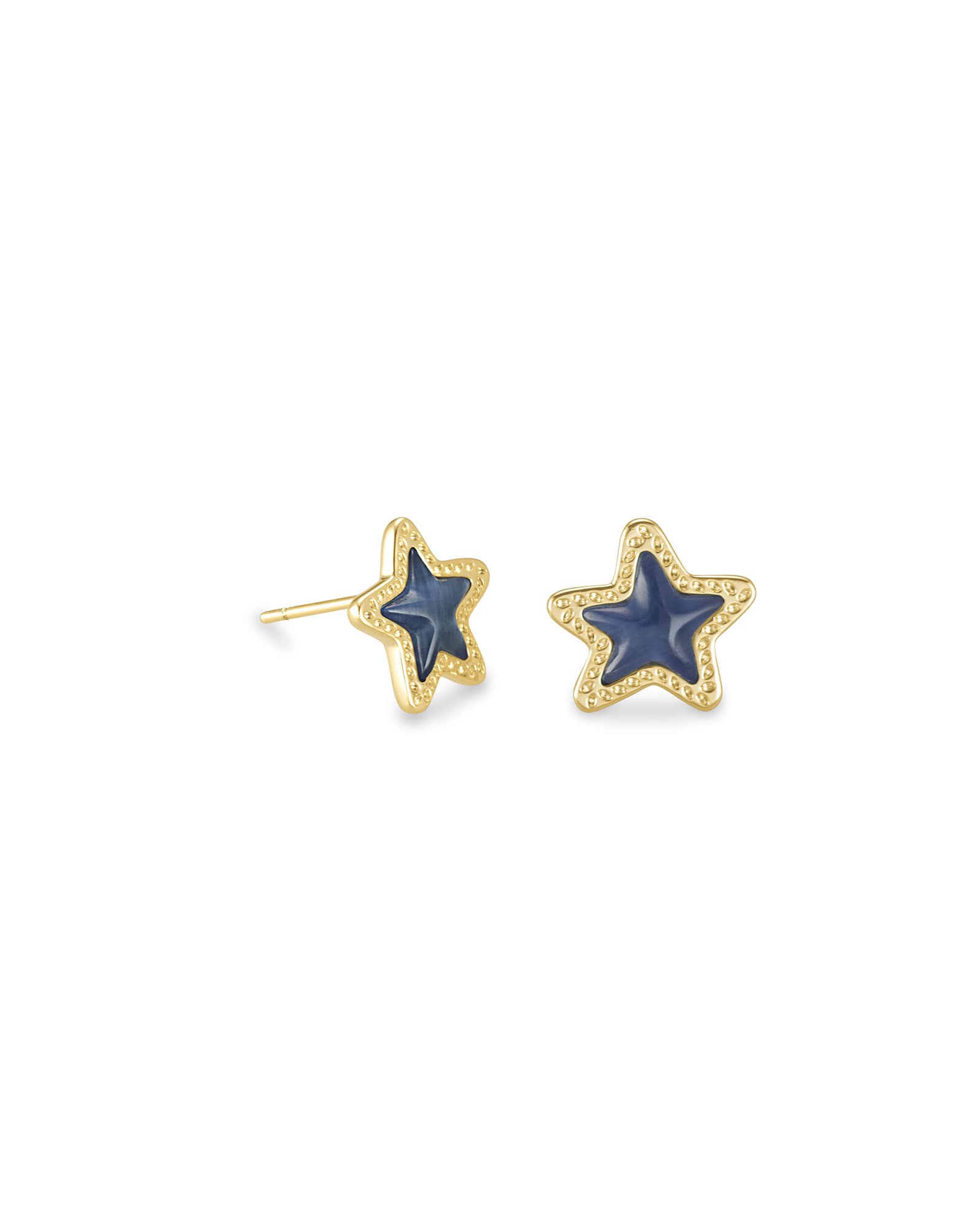 Jae Star Gold Stud Earrings in Navy Cat's Eye