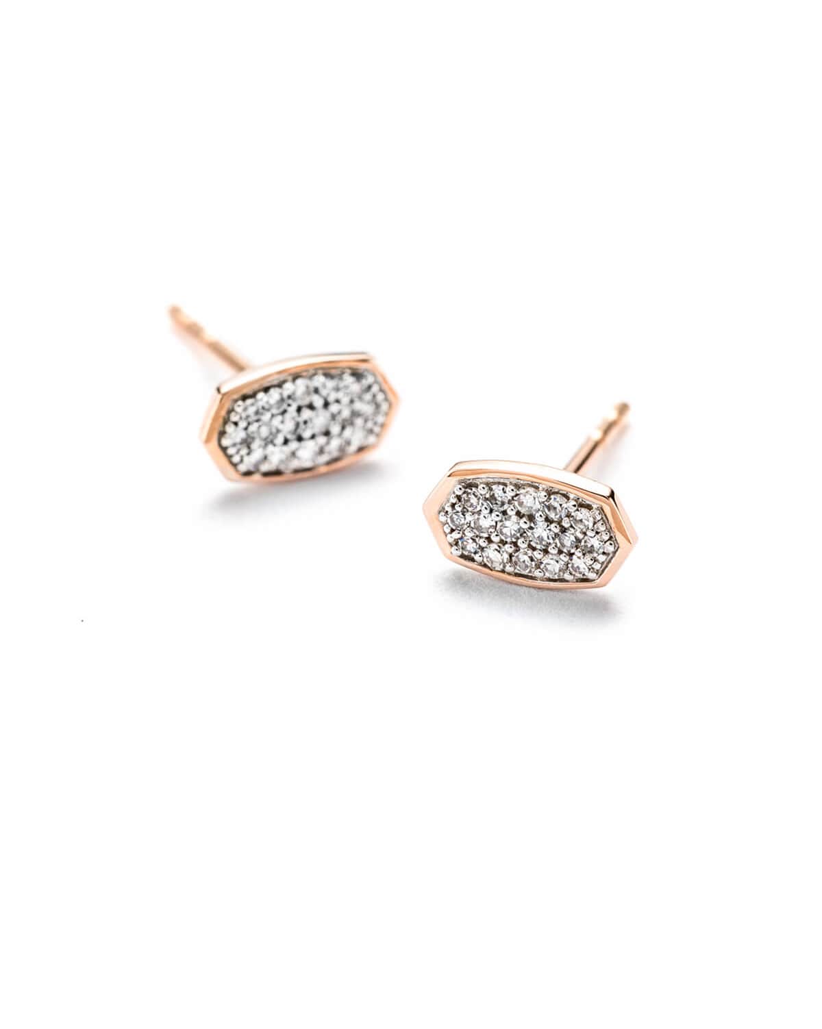 Marisa Stud Earrings in White Diamond and 14k Rose Gold