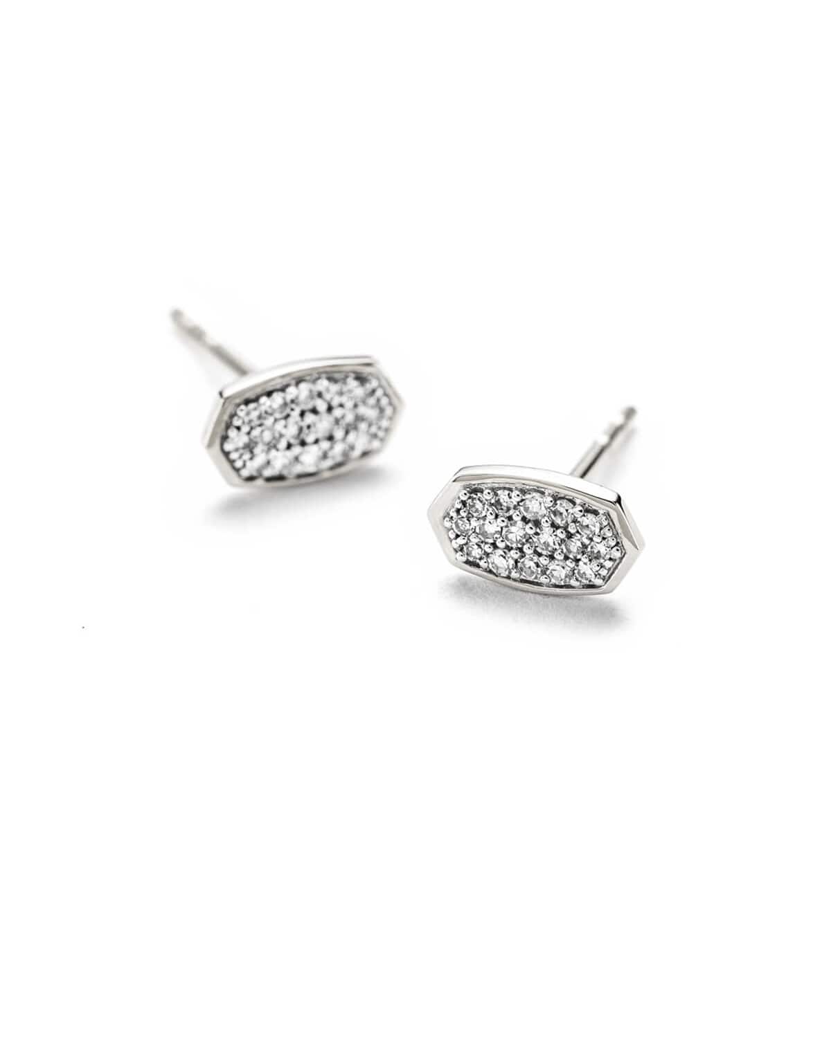 Marisa Stud Earrings in White Diamond and 14k White Gold
