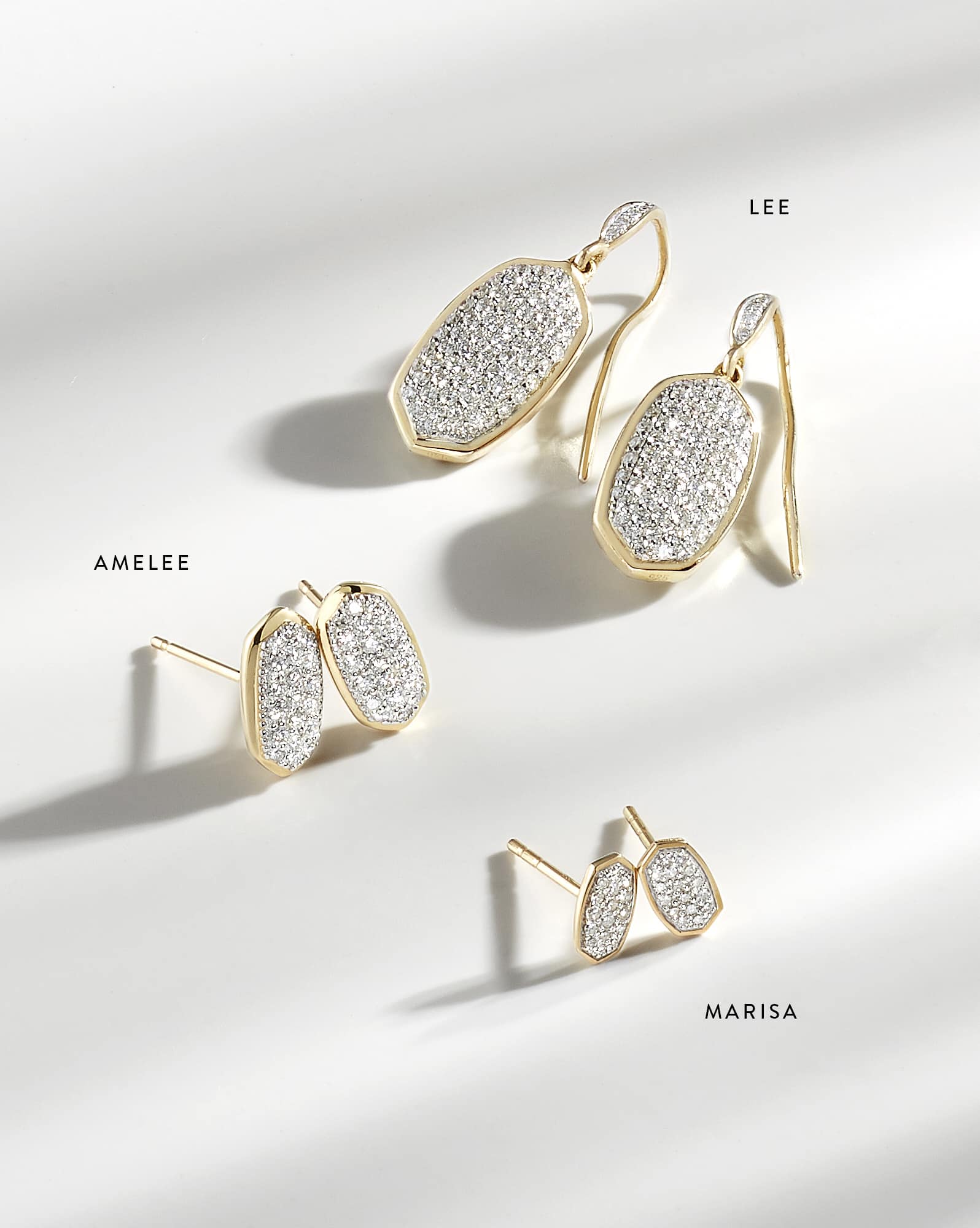 Marisa Stud Earrings in White Diamond and 14k Yellow Gold