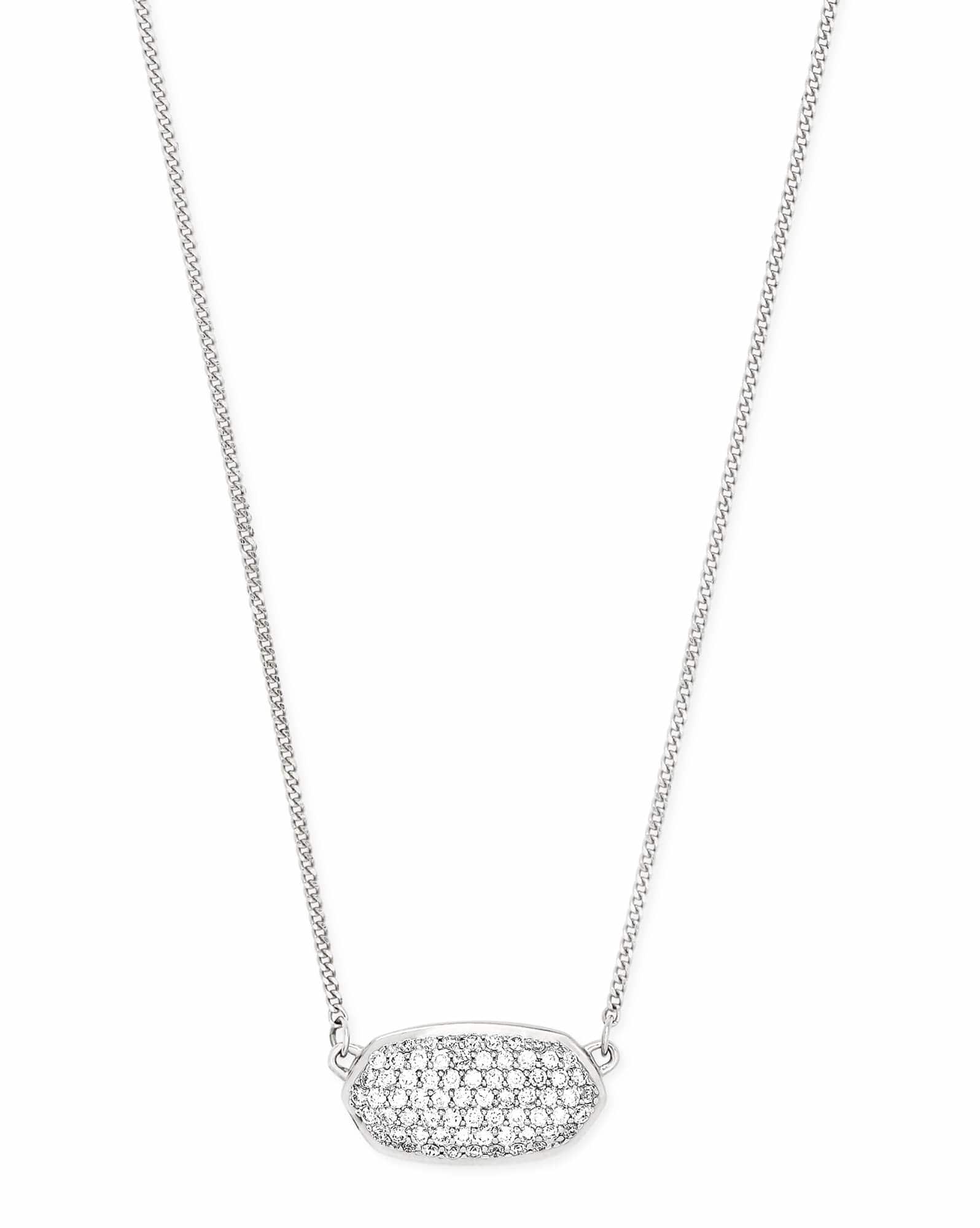 0.39 ct Elisa Pendant Necklace in Pave Diamond and 14k White Gold